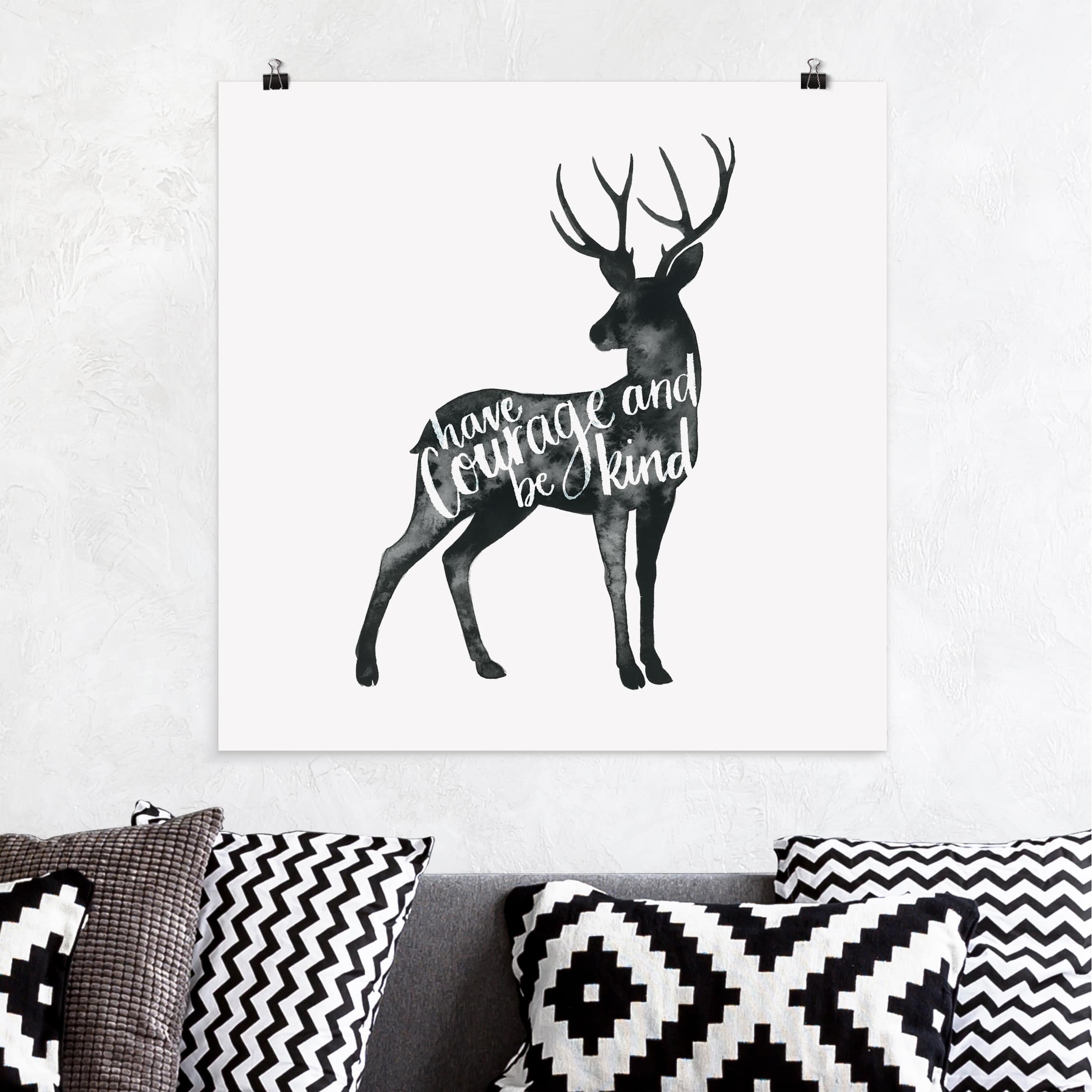 Poster - Quadrat Tiere mit Weisheit - Hirsch