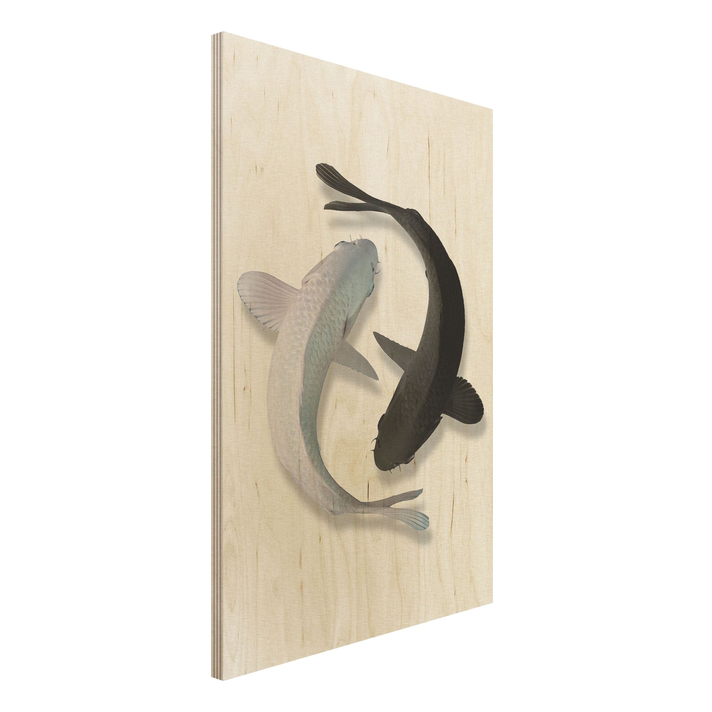 Holzbild - Hochformat 2:3 Fische Ying & Yang