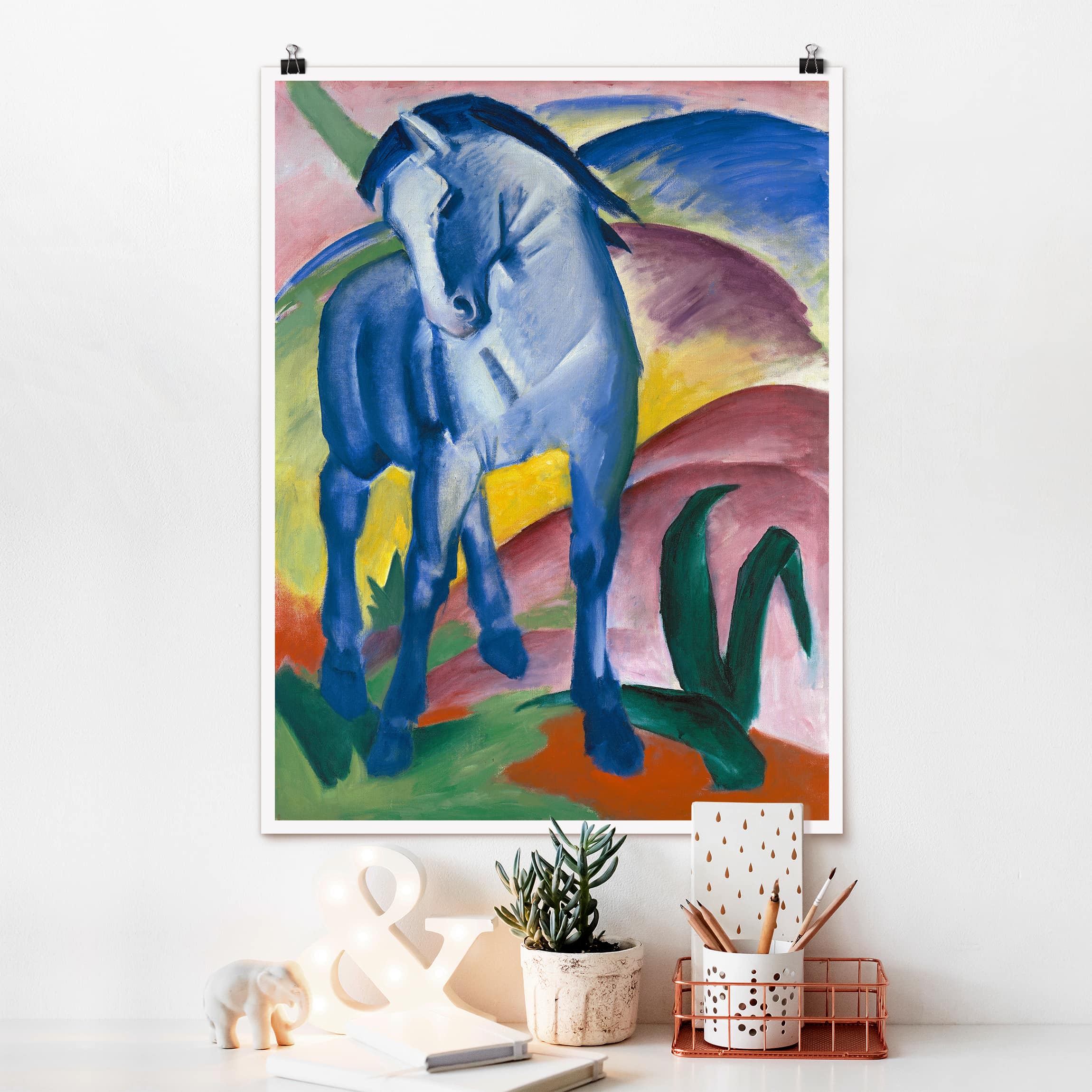 Poster Kunstdruck Franz Marc - Blaues Pferd