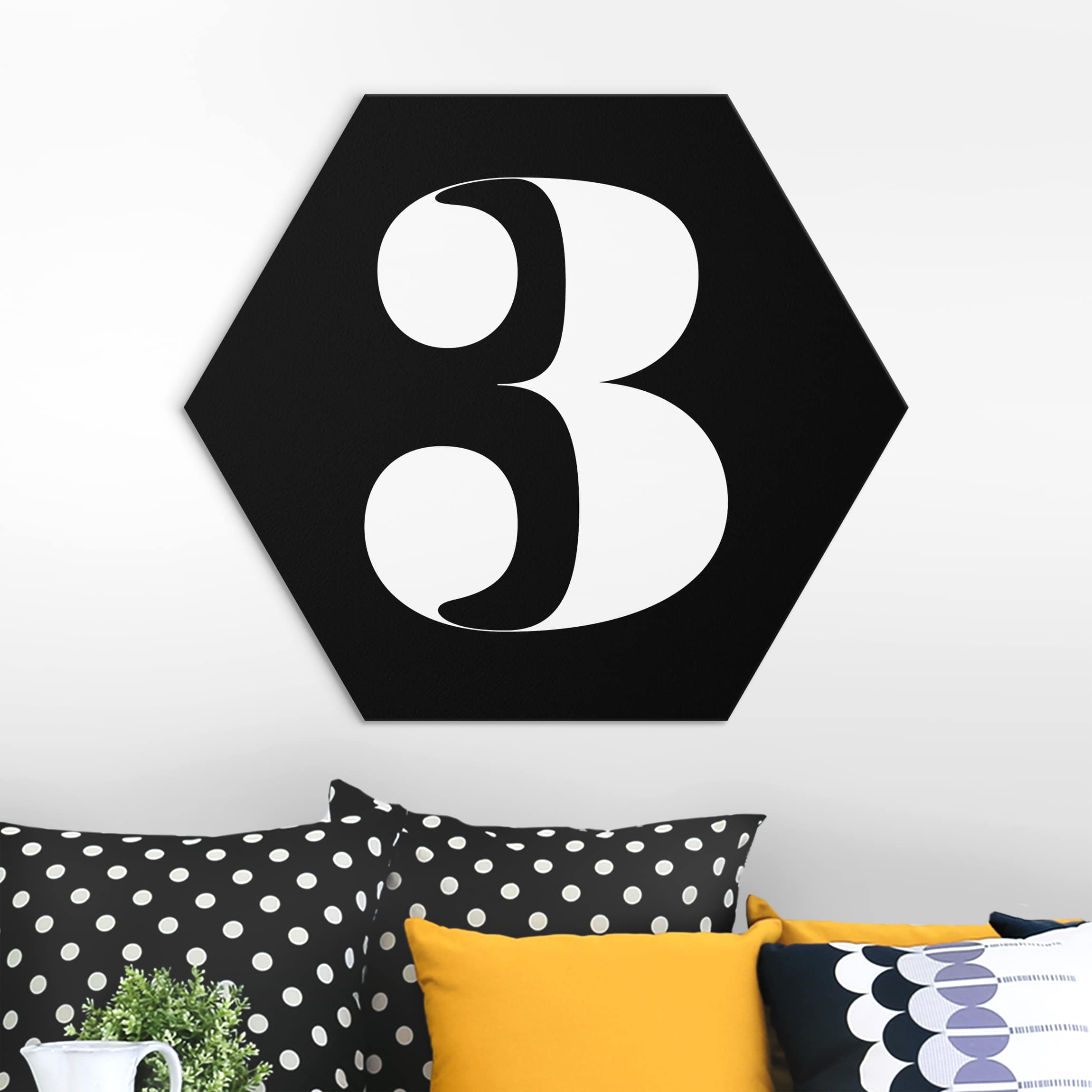 Hexagon-Alu-Dibond Bild Antiqua Zahl 3