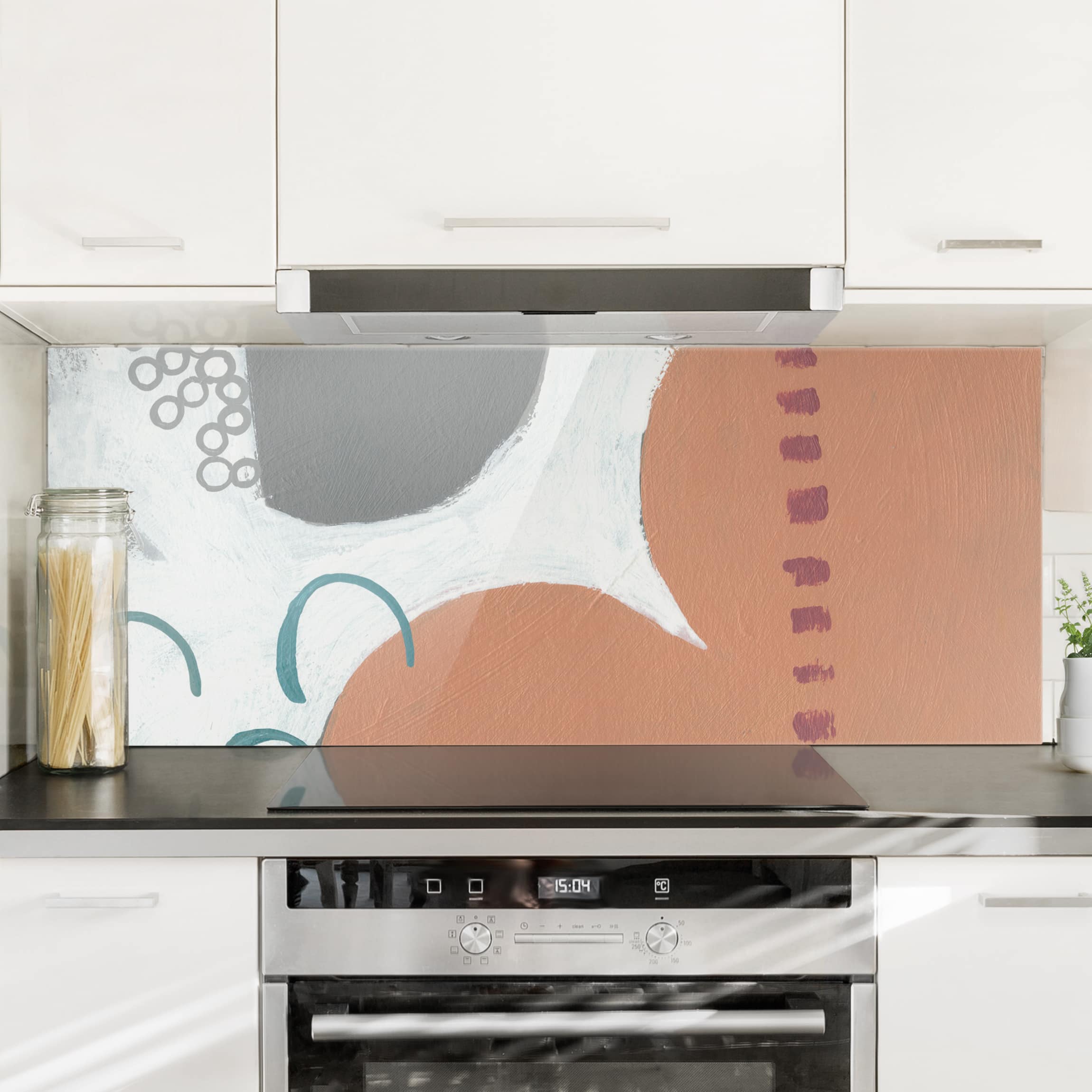 Glas Spritzschutz - Panorama Karneval der Formen in Lachs III