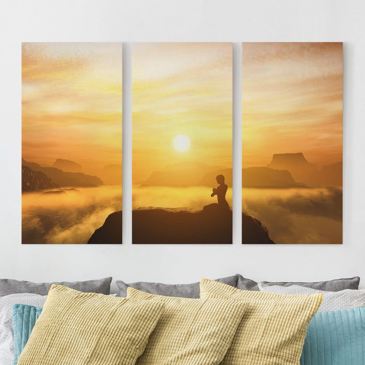 3-teiliges Leinwandbild - Querformat Yoga Meditation
