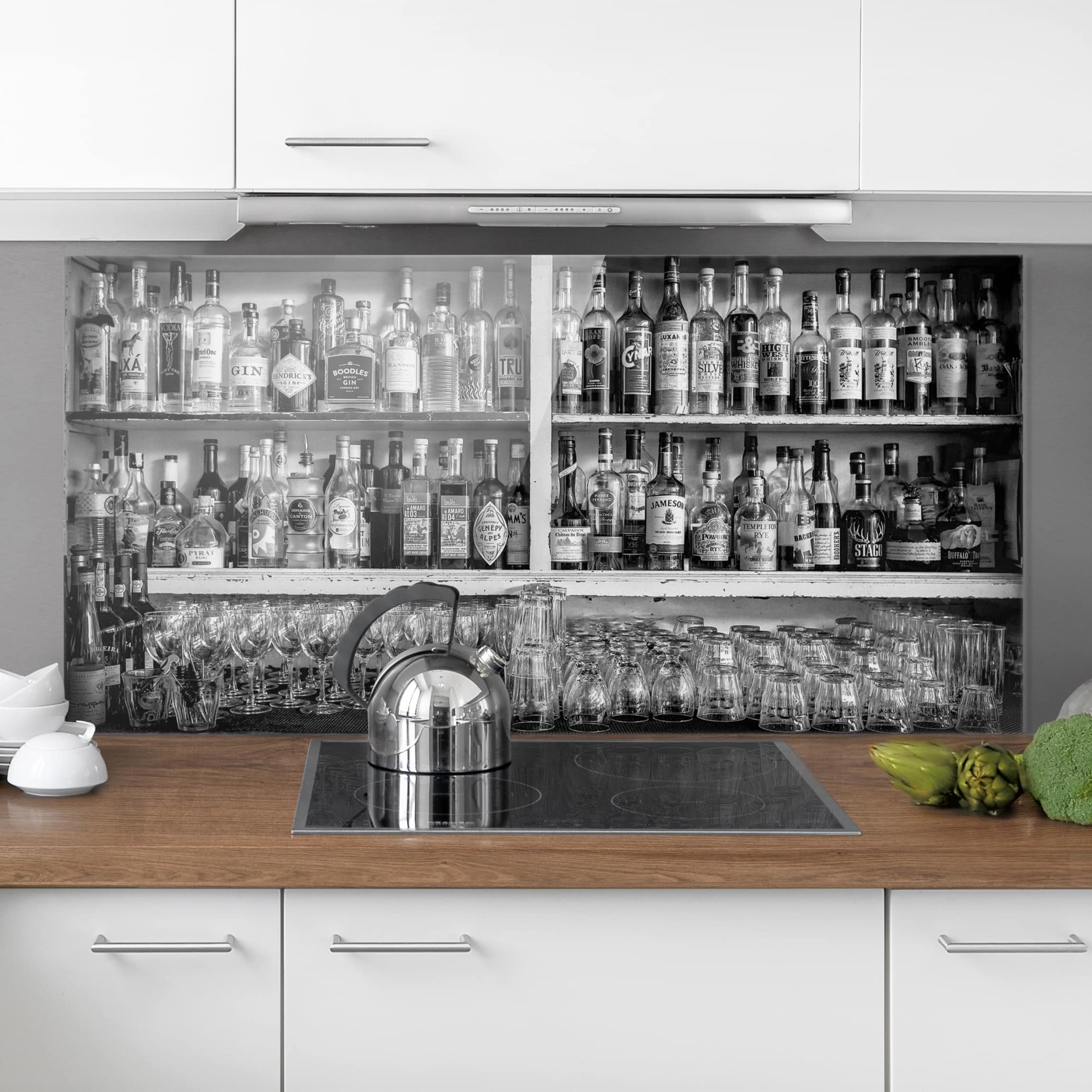 Glas Spritzschutz Bar Schwarz Weiß
