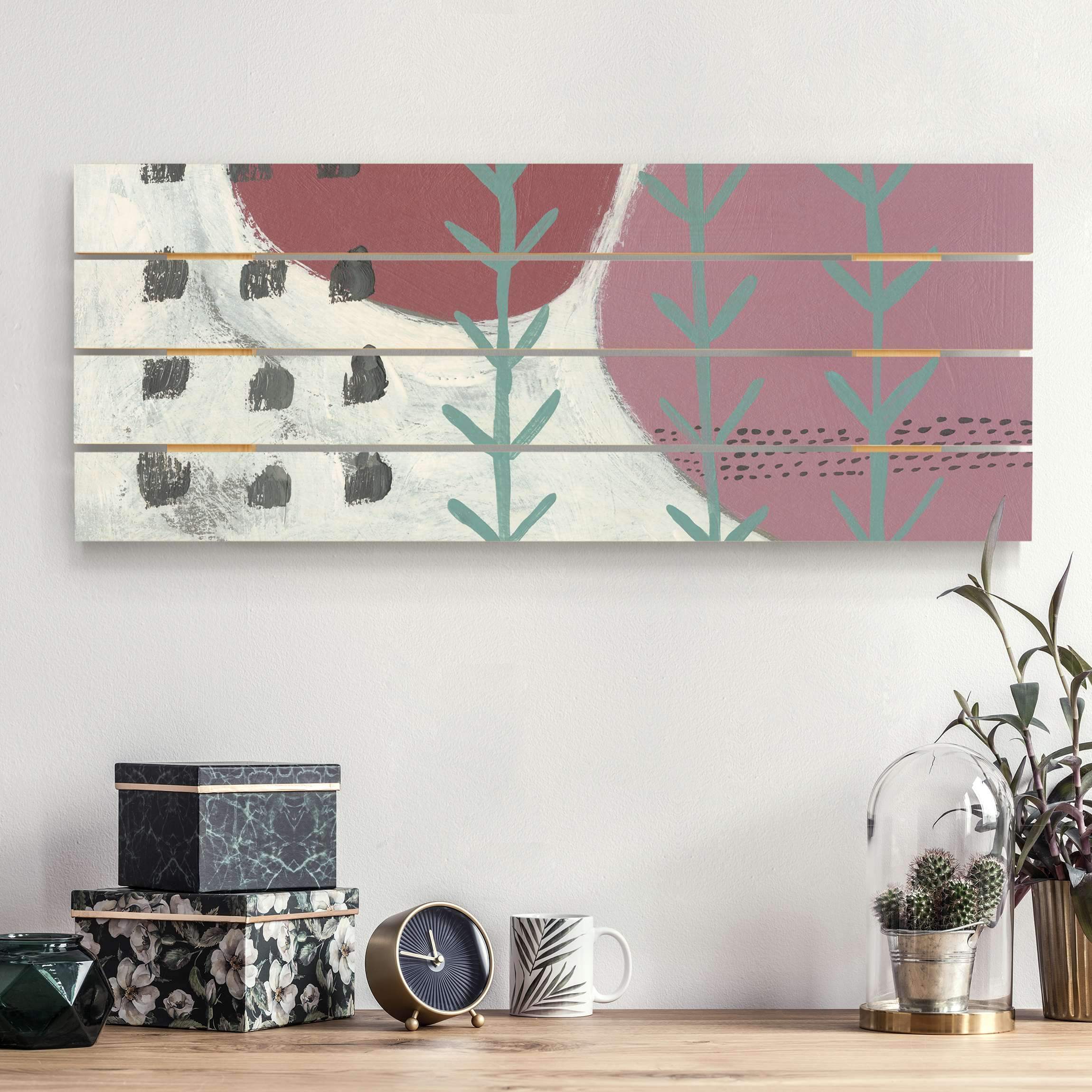 Holzbild Plankenoptik - Panorama Karneval der Formen in Beere III