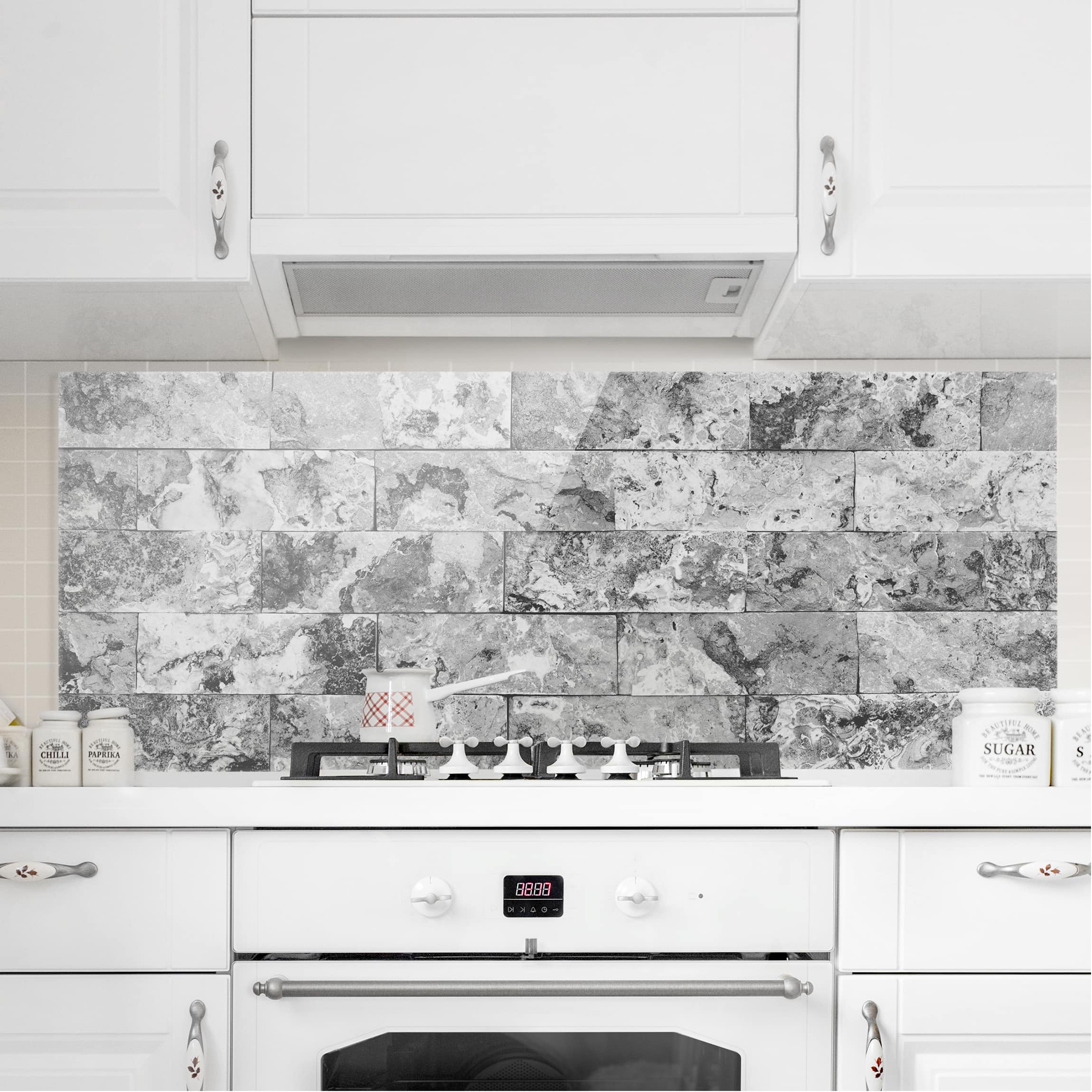 Glas Spritzschutz Steinwand Naturmarmor grau