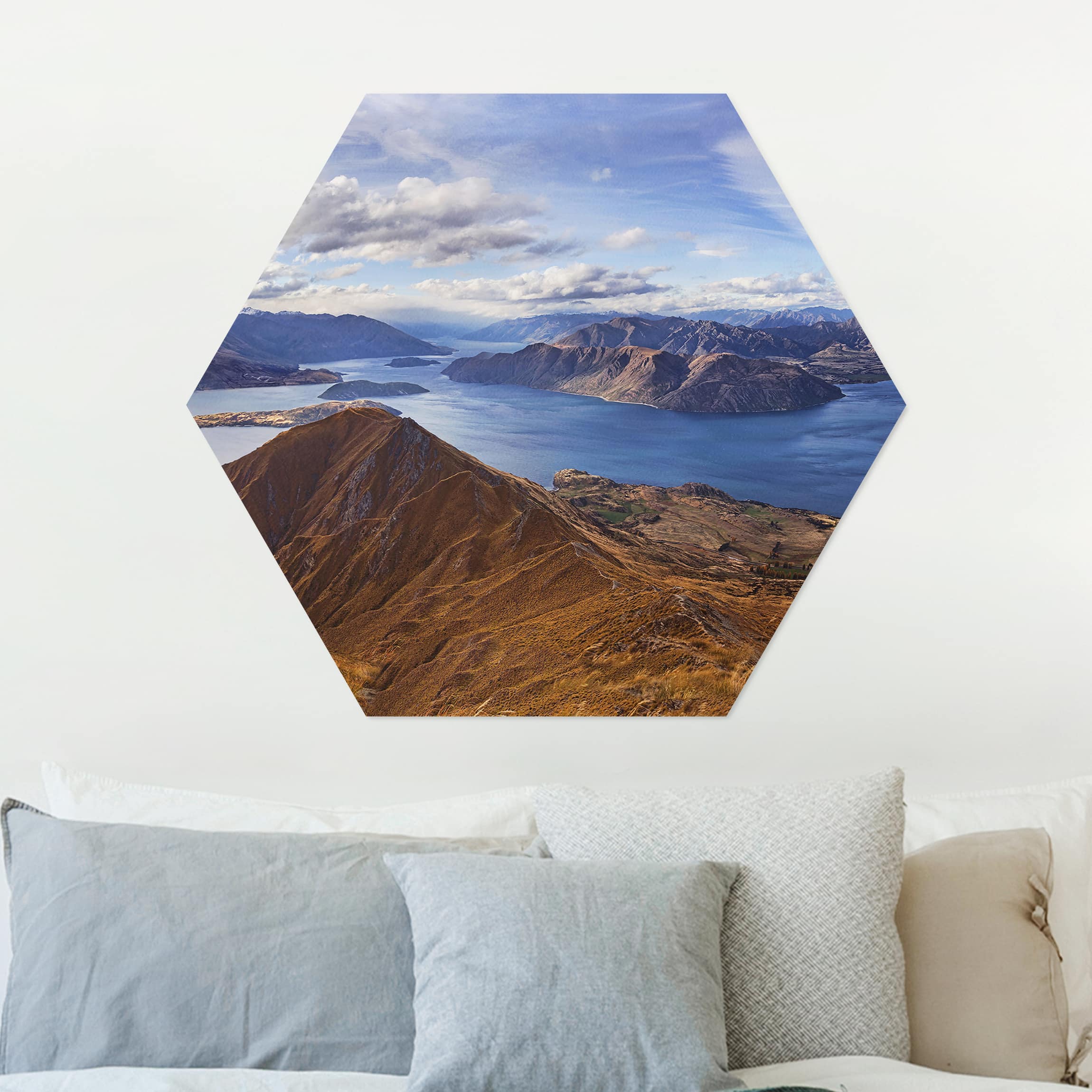 Hexagon-Alu-Dibond Bild Roys Peak in Neuseeland