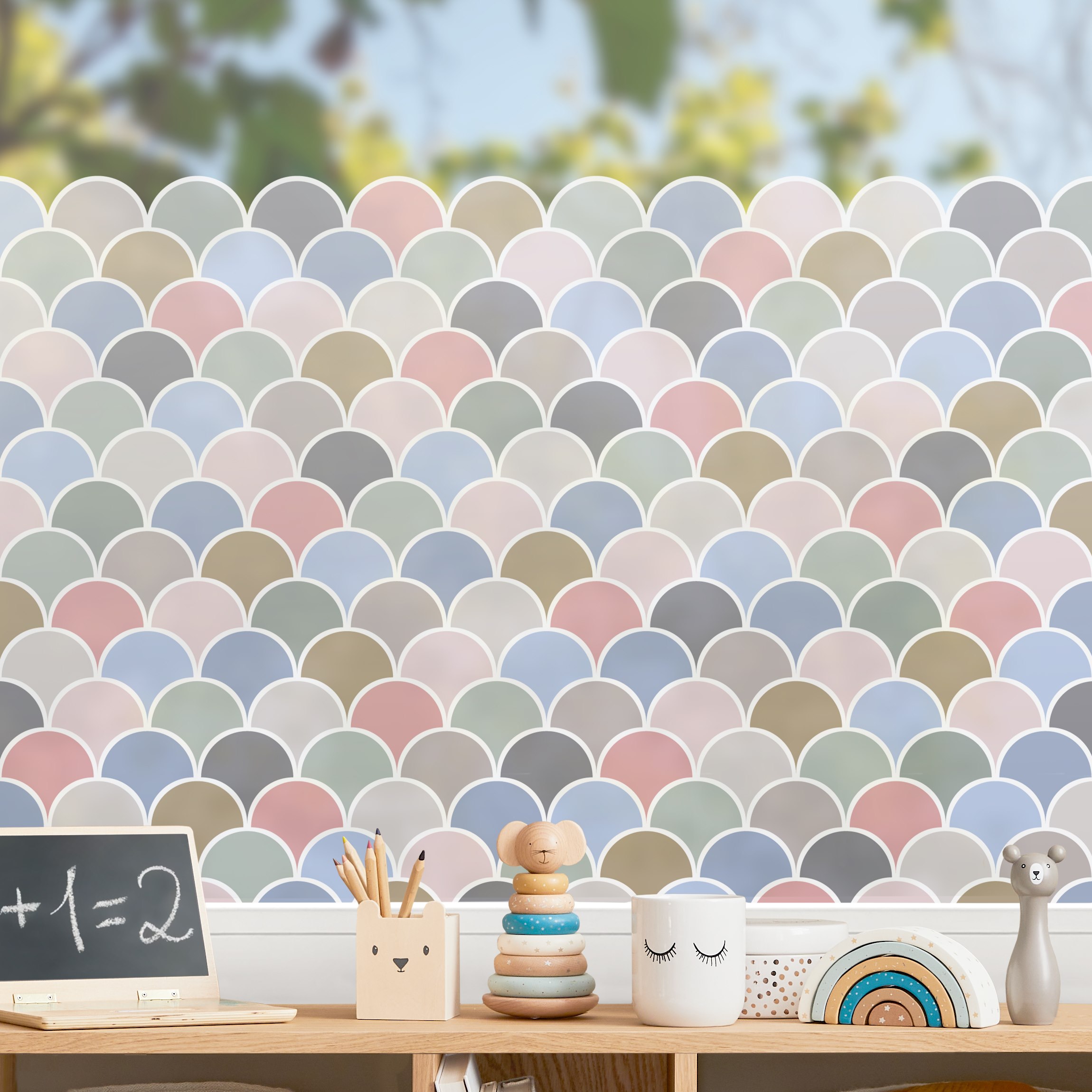 Fensterfolie Fächer Muster Pastell