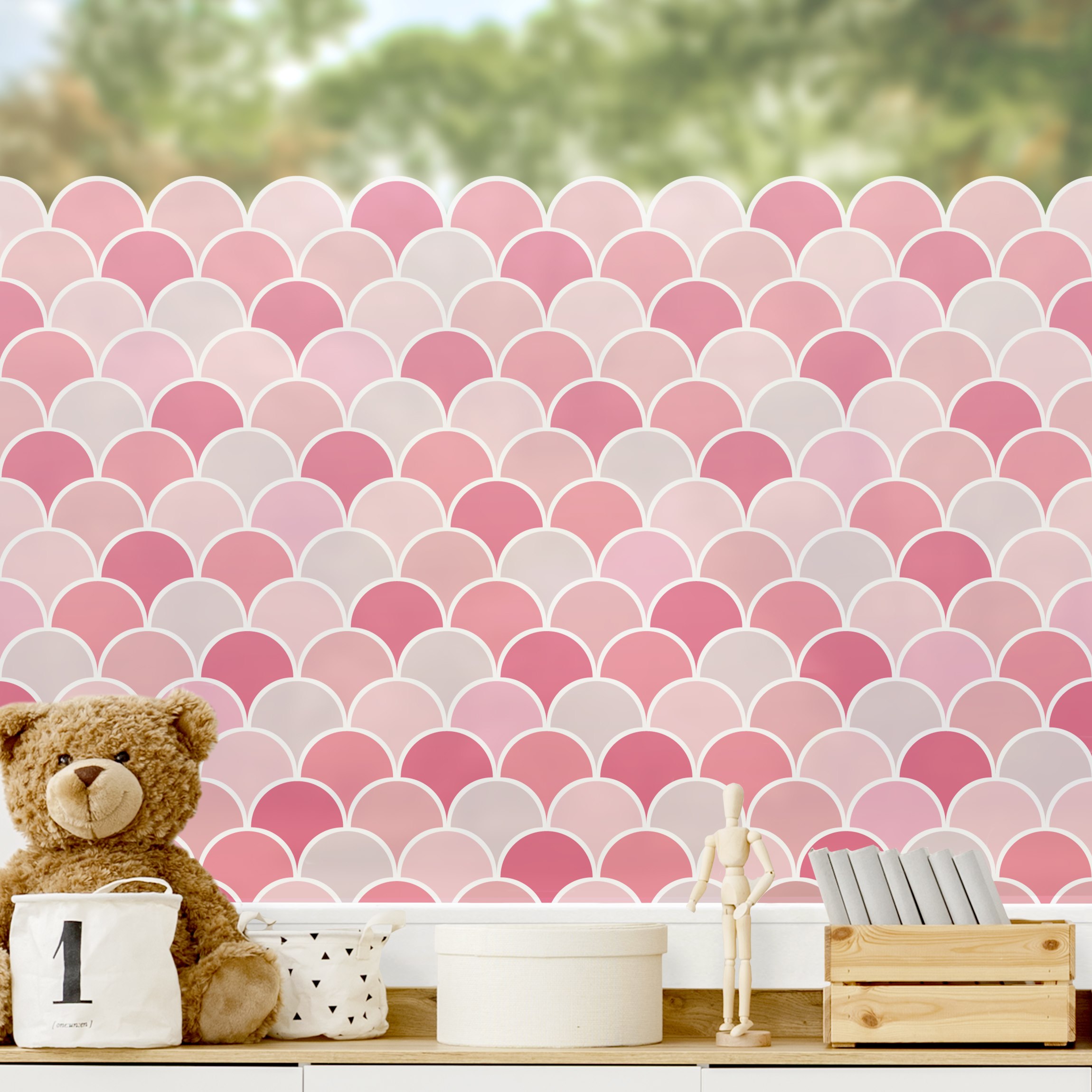 Fensterfolie Fächer Muster Pink