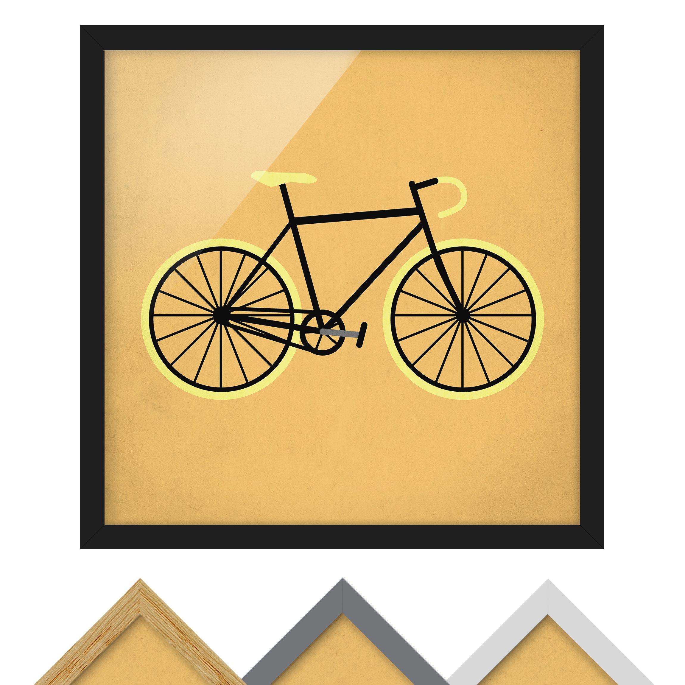 Bild mit Rahmen Fahrrad in Gelb