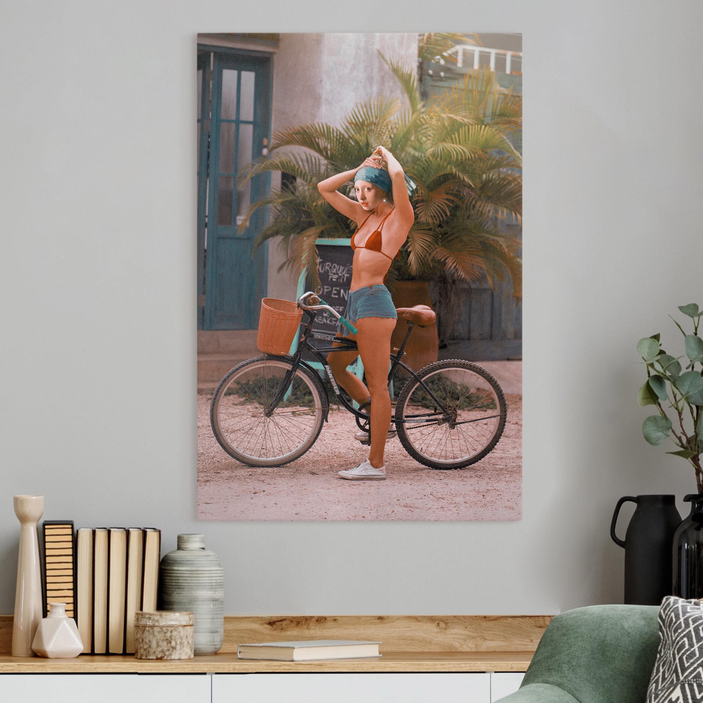 Leinwandbild Fahrrad Mädchen