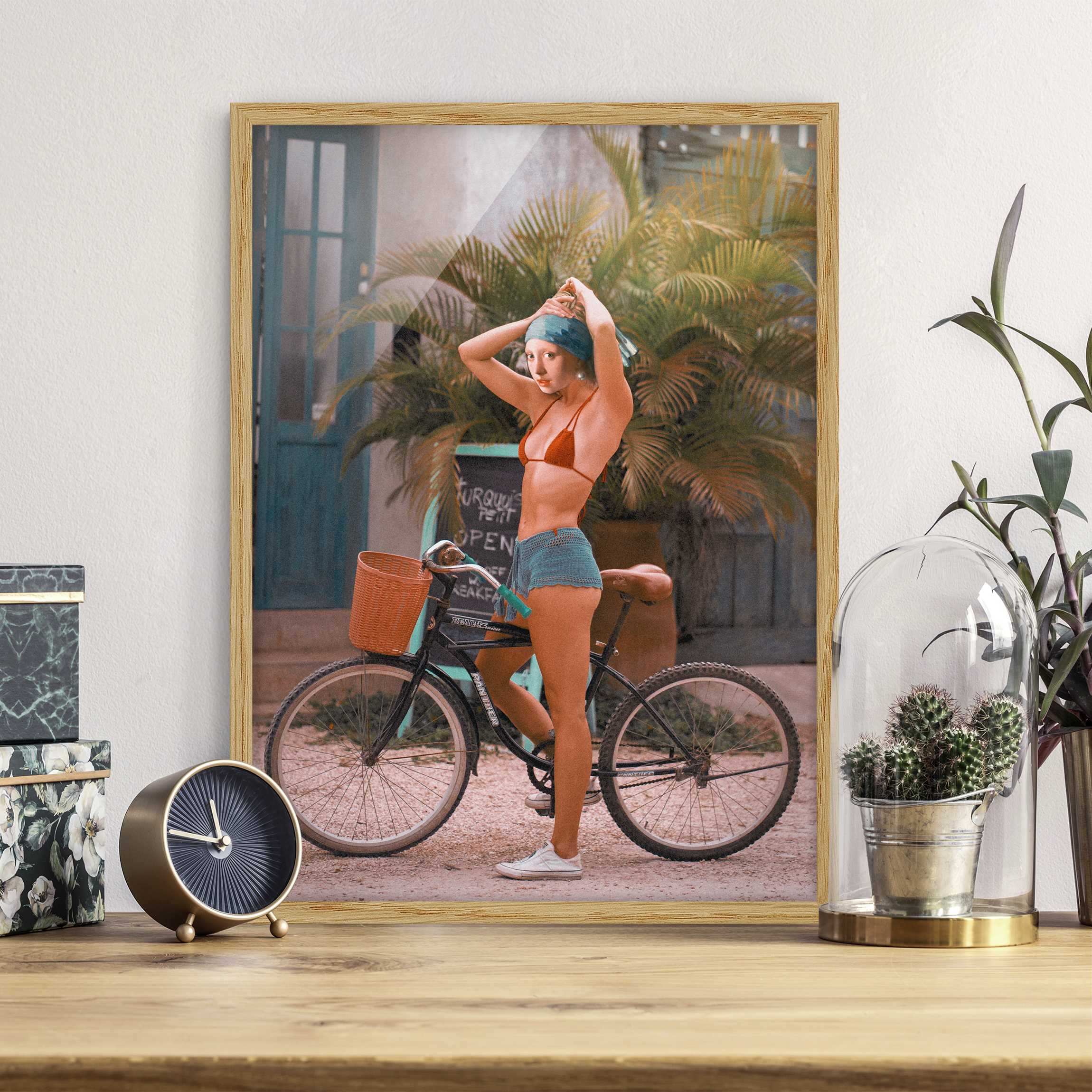 Bild mit Rahmen Fahrrad Mädchen