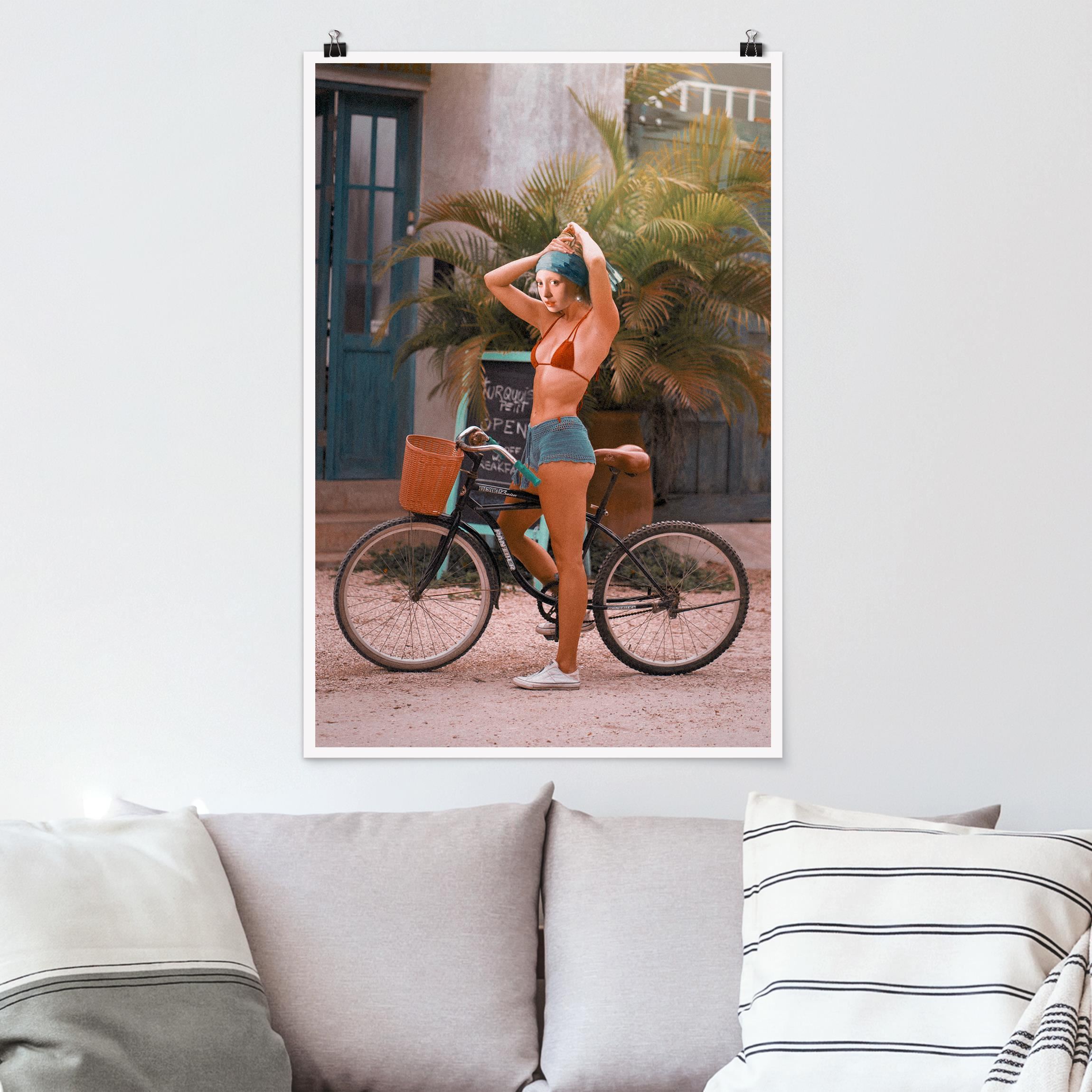Poster Fahrrad Mädchen