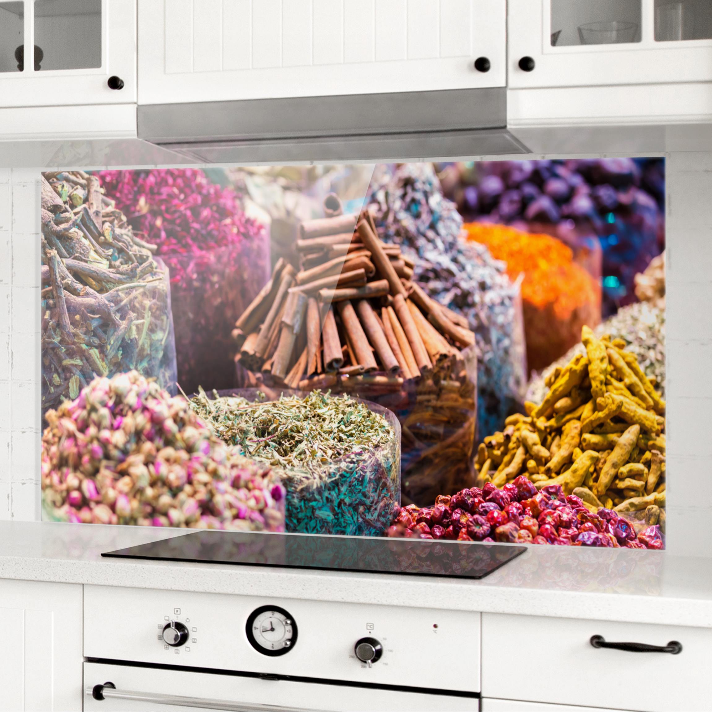 Spritzschutz Farbenfrohe Gewürze