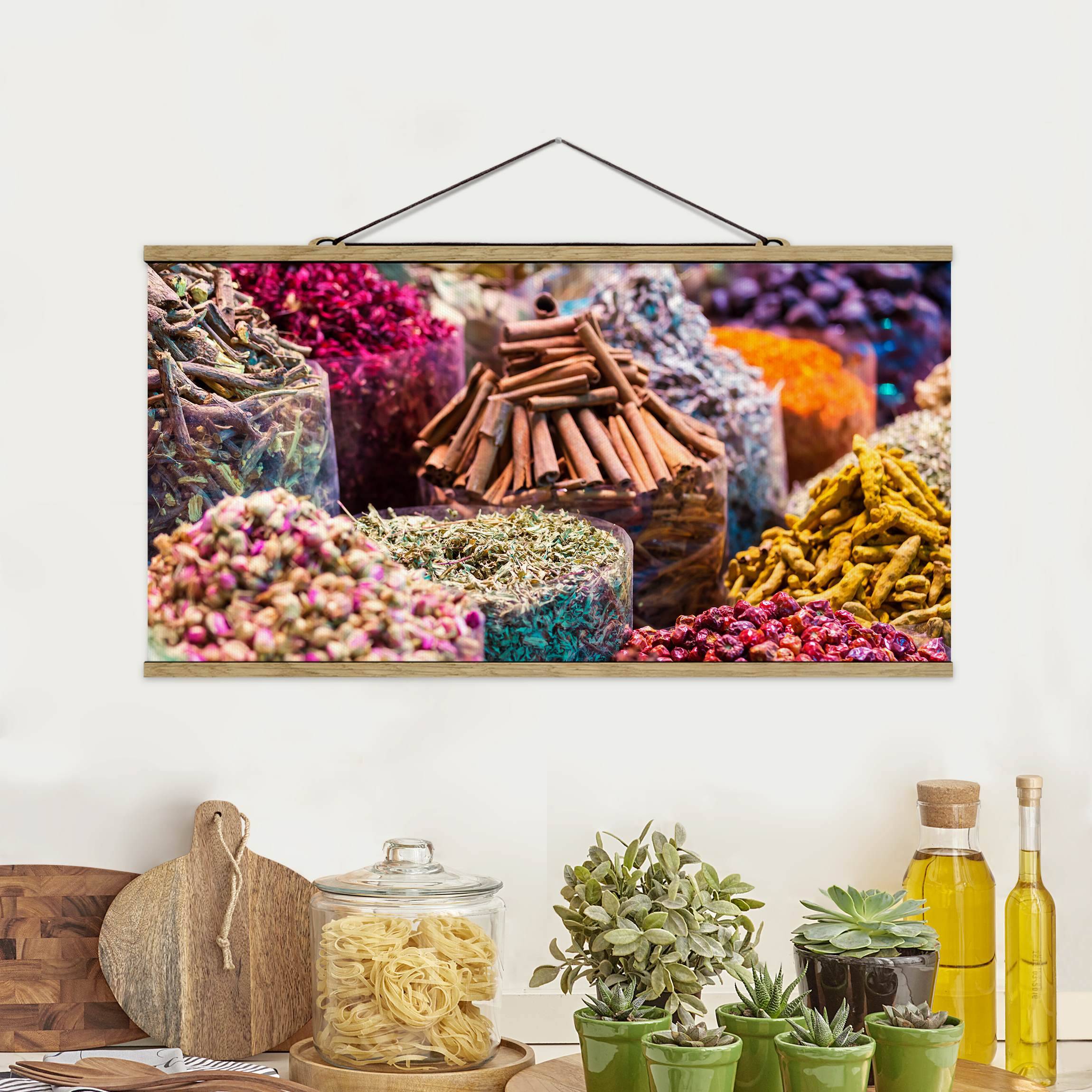Stoffbild mit Posterleisten Farbenfrohe Gewürze