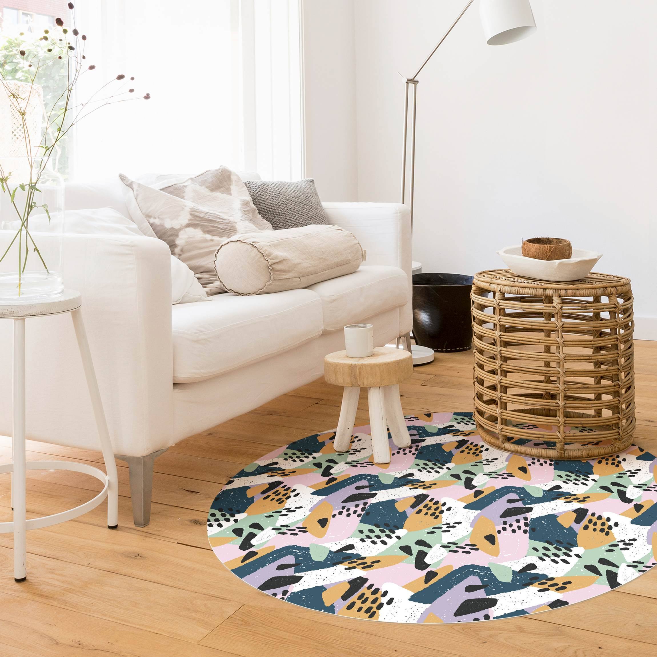 Runder Vinyl-Teppich Farbenfrohes Muster mit Punkten