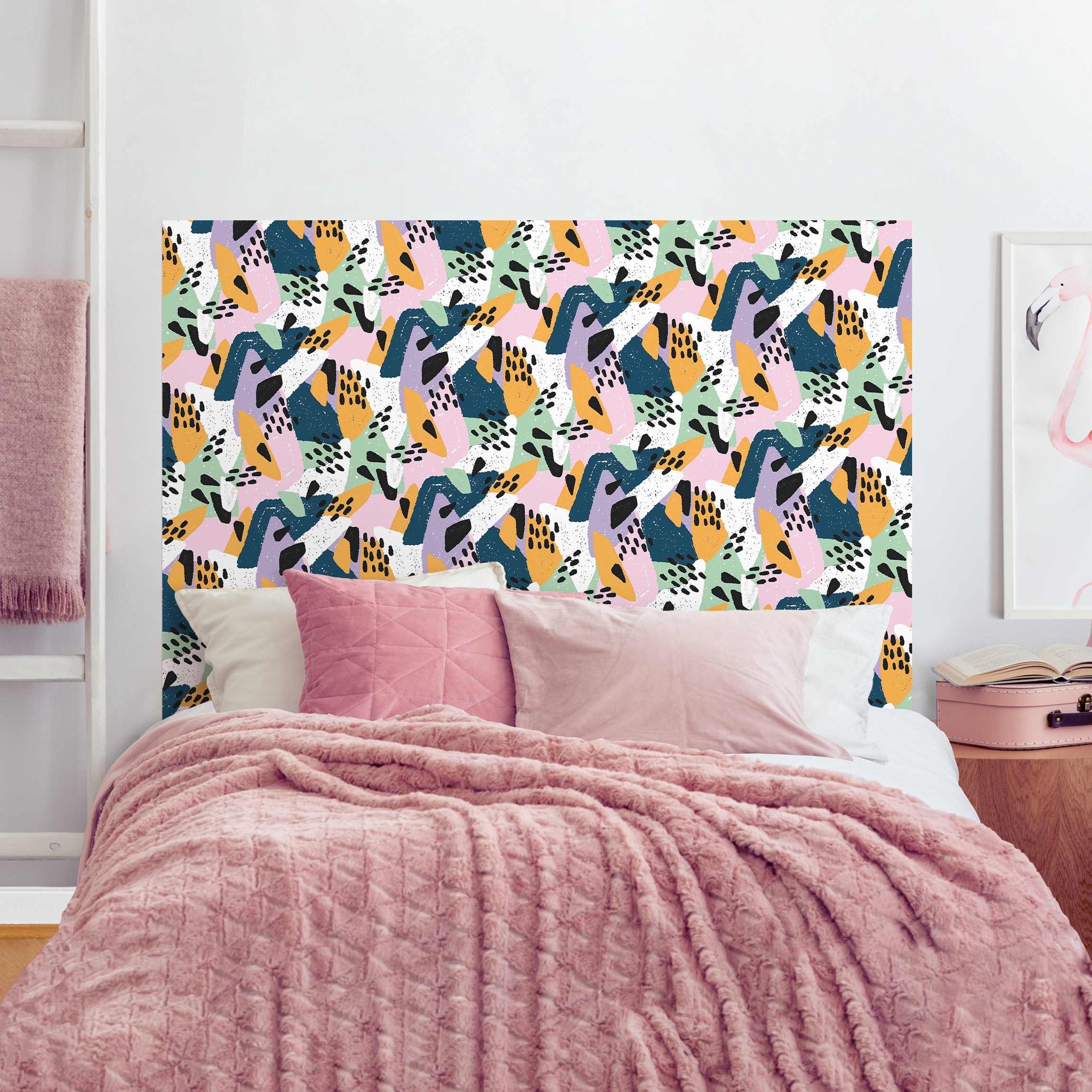 Kopfteil Bett Farbenfrohes Muster mit Punkten