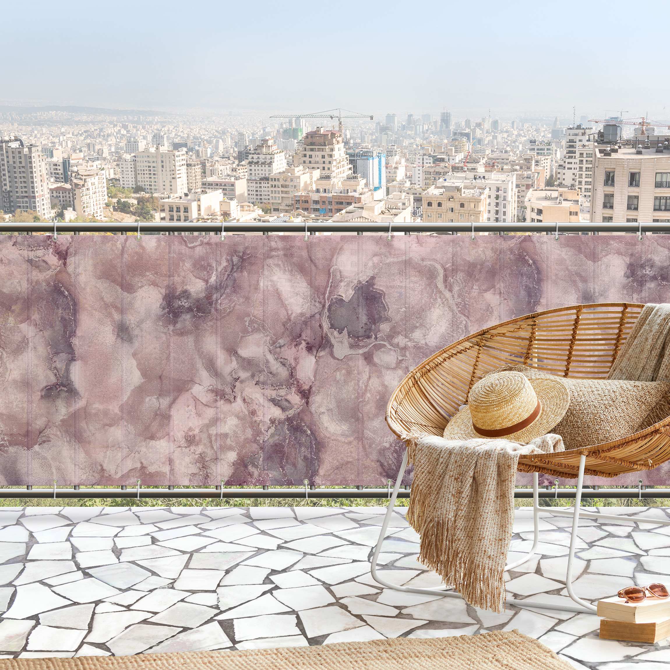 Balkon Sichtschutz Farbexperimente Marmor Violett