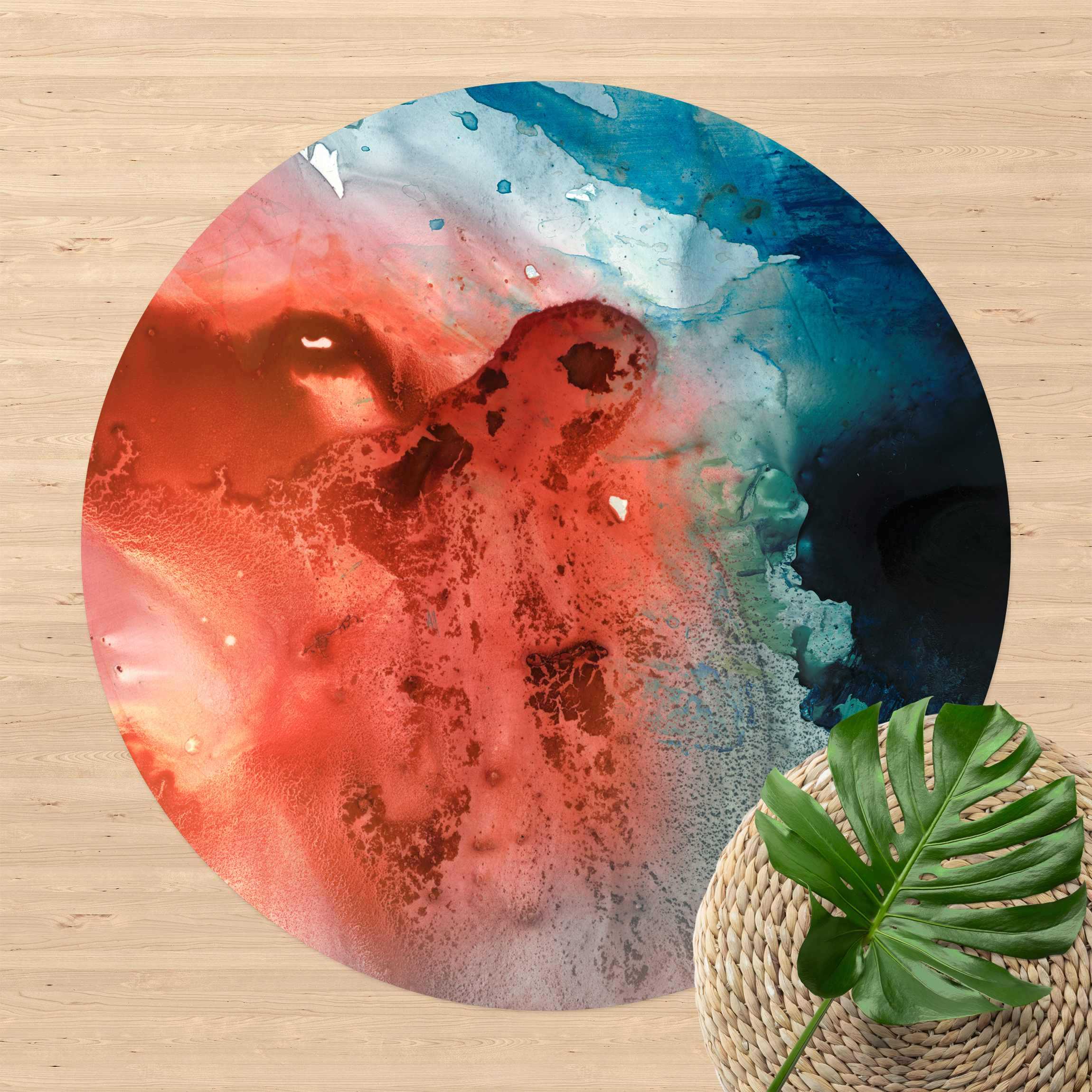 Runder Vinyl-Teppich Farbige Wasserspiele