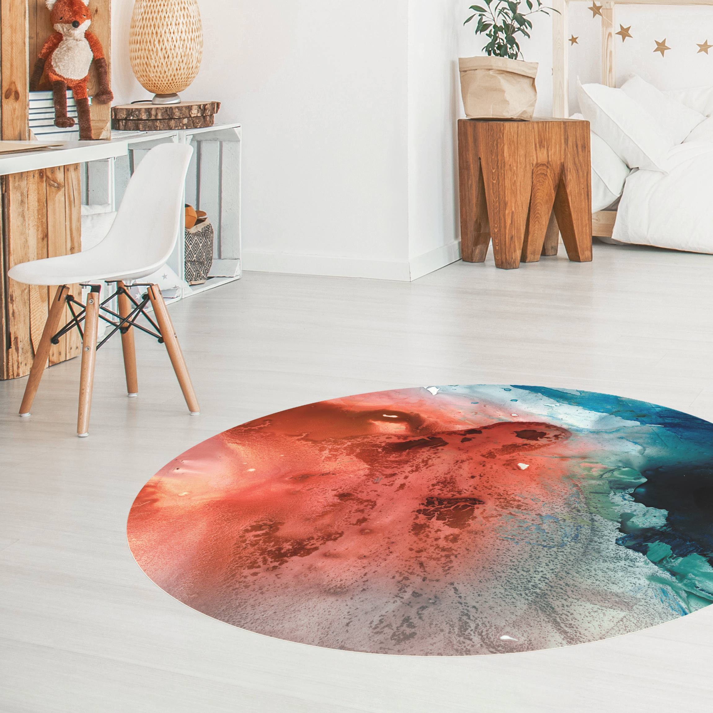 Runder Vinyl-Teppich Farbige Wasserspiele