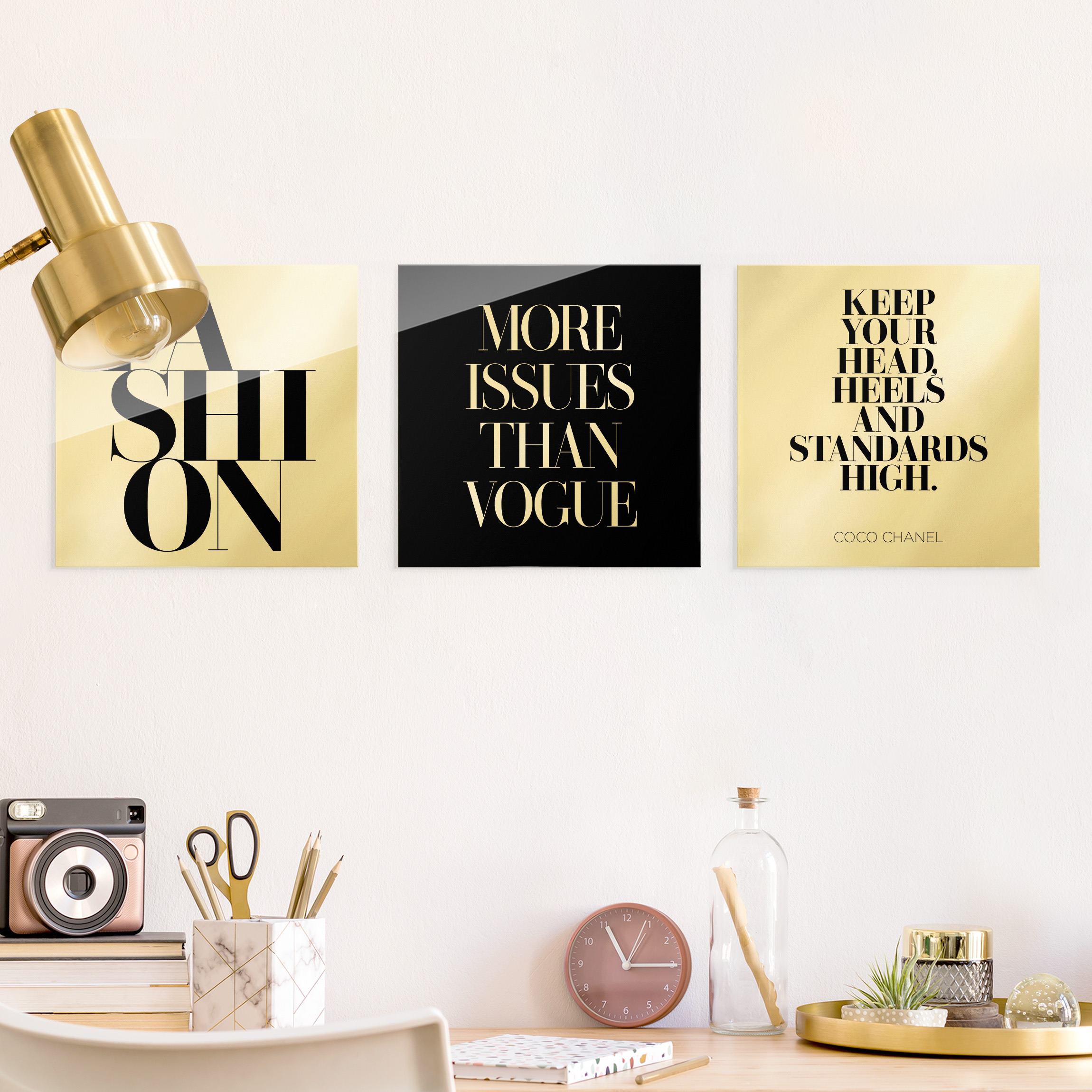 3-teiliges Glasbild Fashion Vogue & High Heels