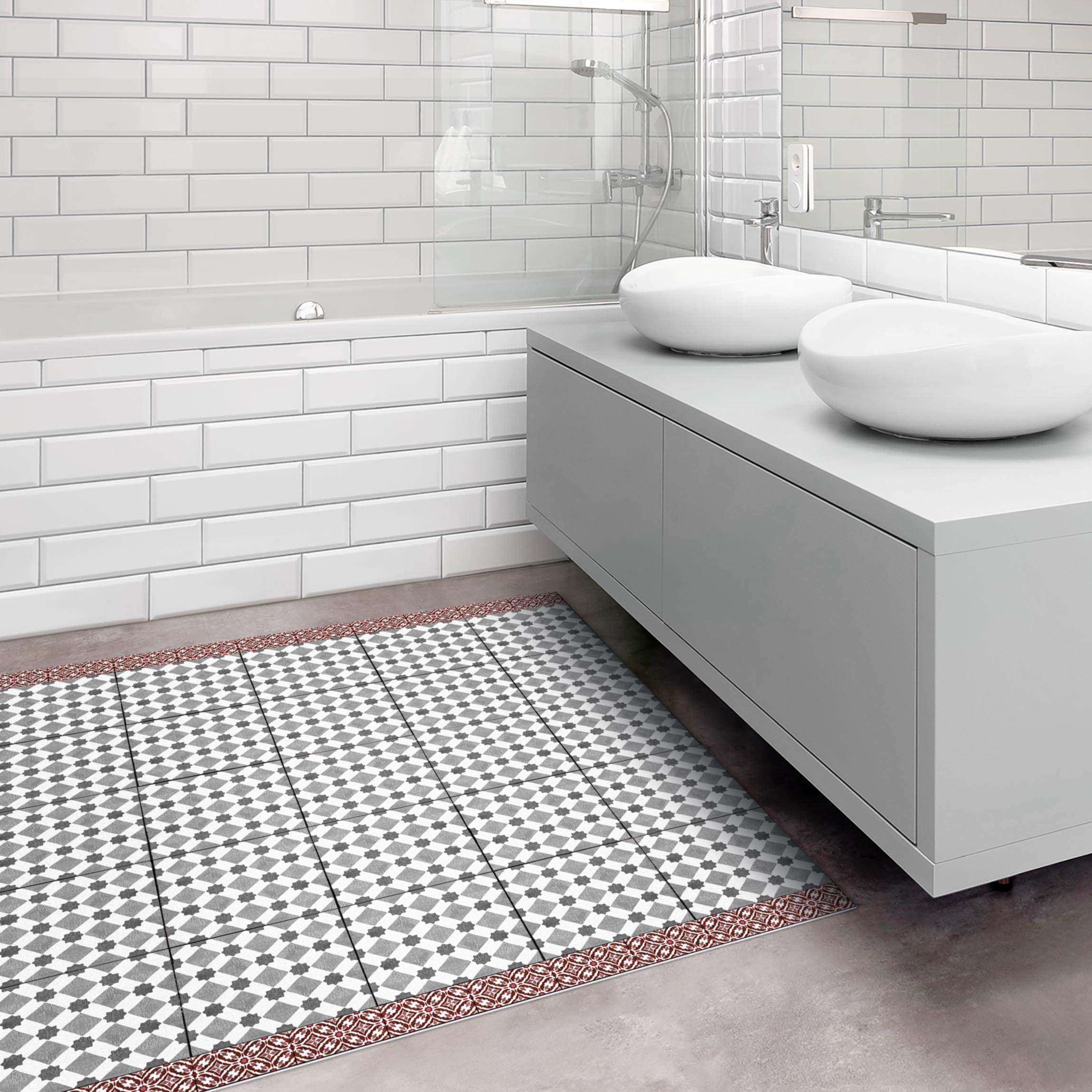 Vinylteppich Marokkanische Fliesen Sterne und Quadrate mit Bordüre