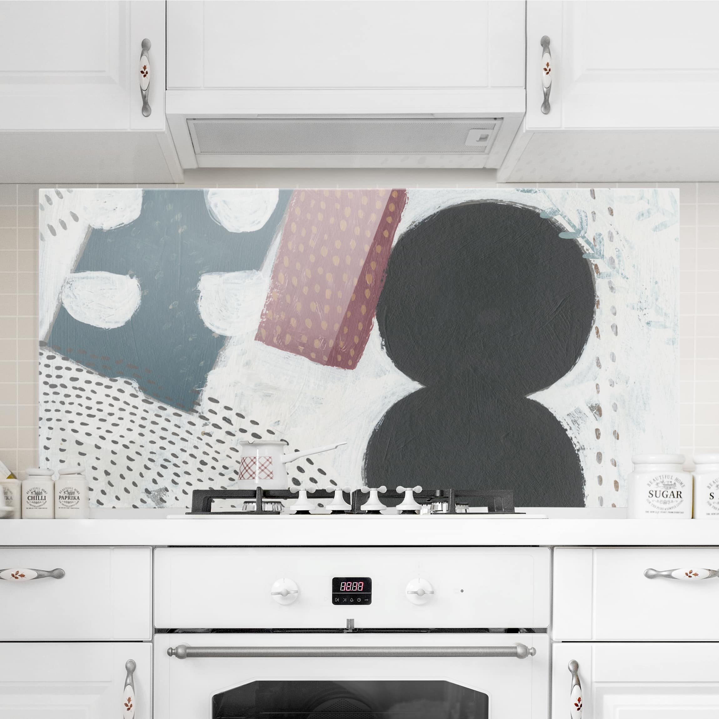 Glas Spritzschutz - Querformat 2:1 Karneval der Formen in Petrol I