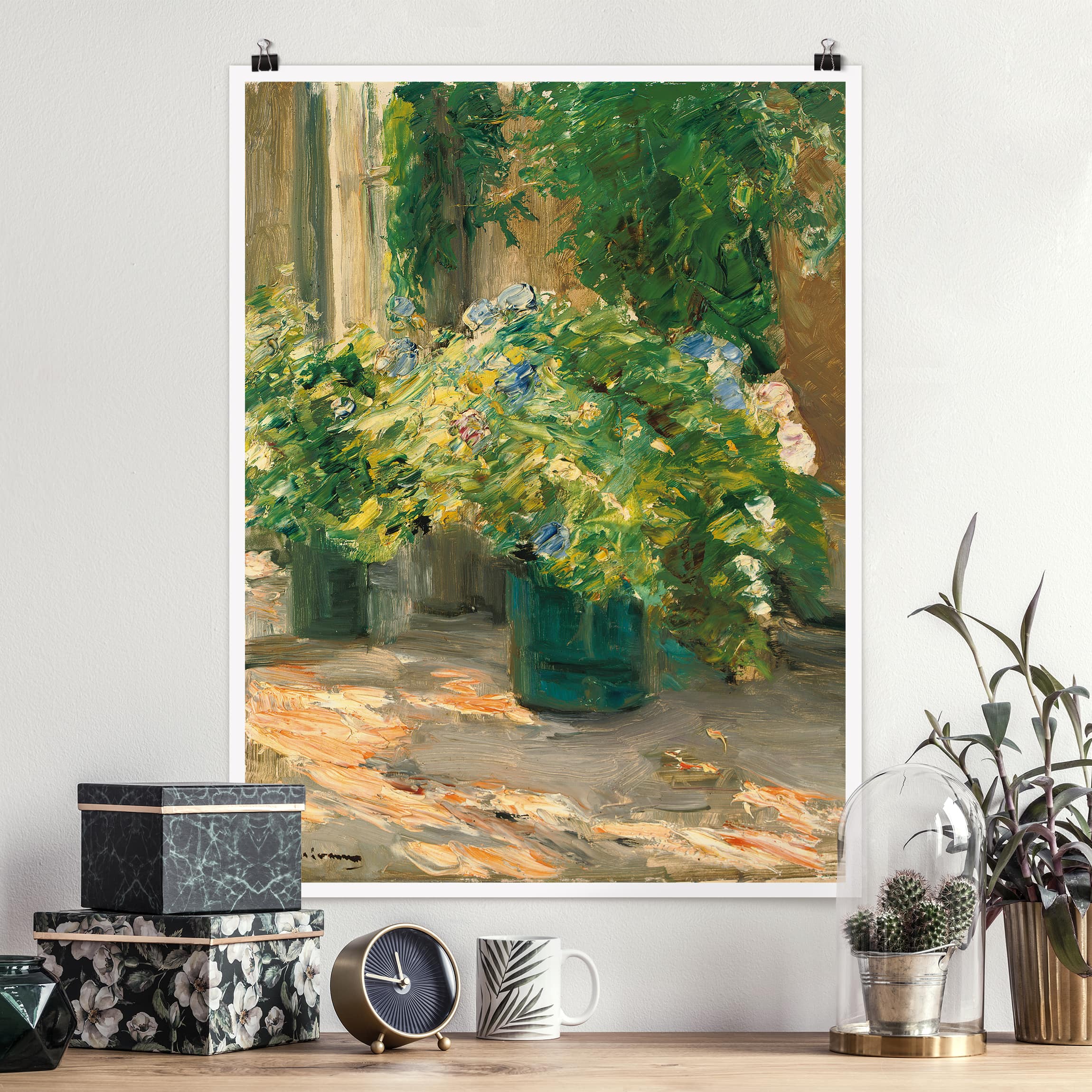 Poster - Hochformat Max Liebermann - Blumentöpfe vor dem Haus