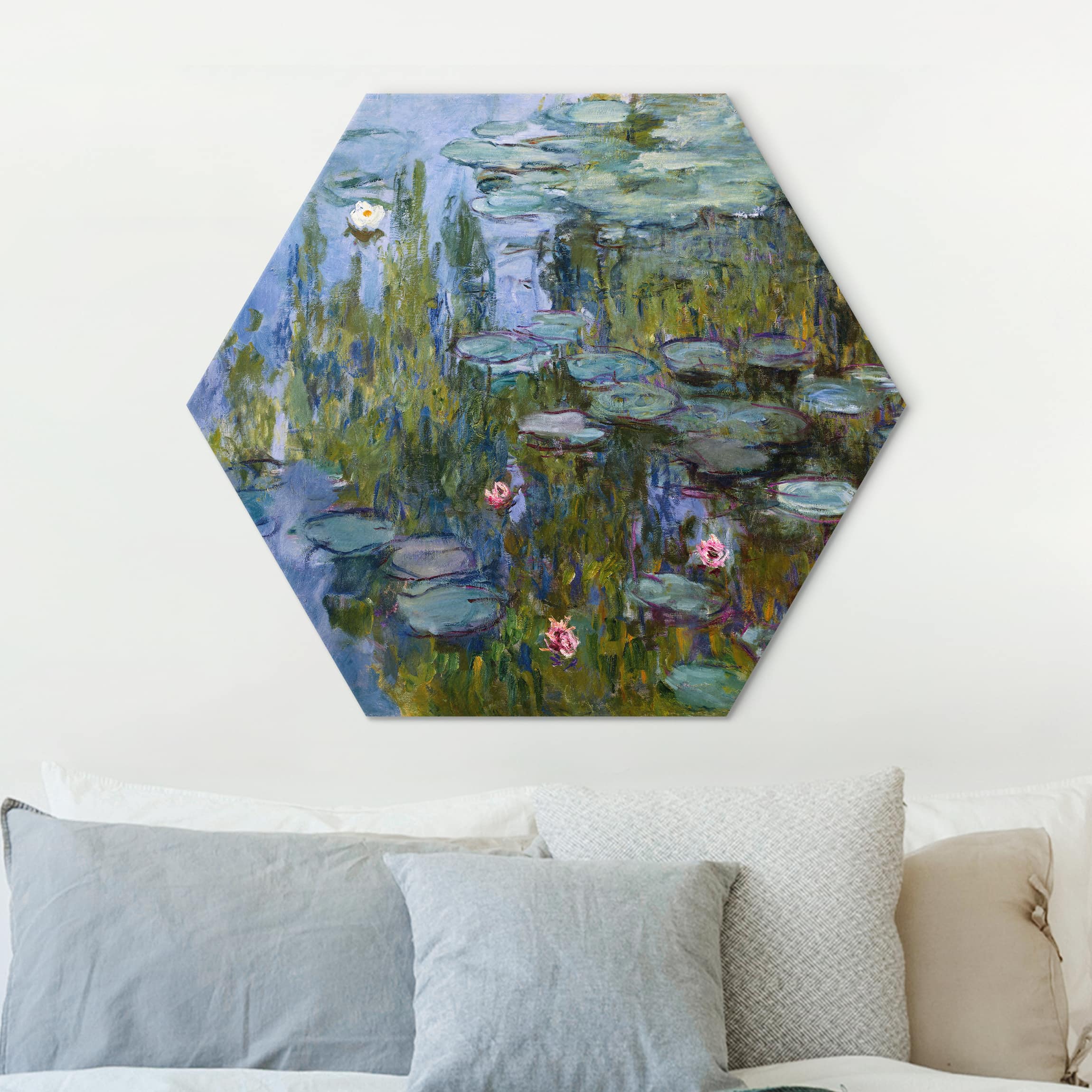 Hexagon-Alu-Dibond Bild Claude Monet - Seerosen (Nympheas)