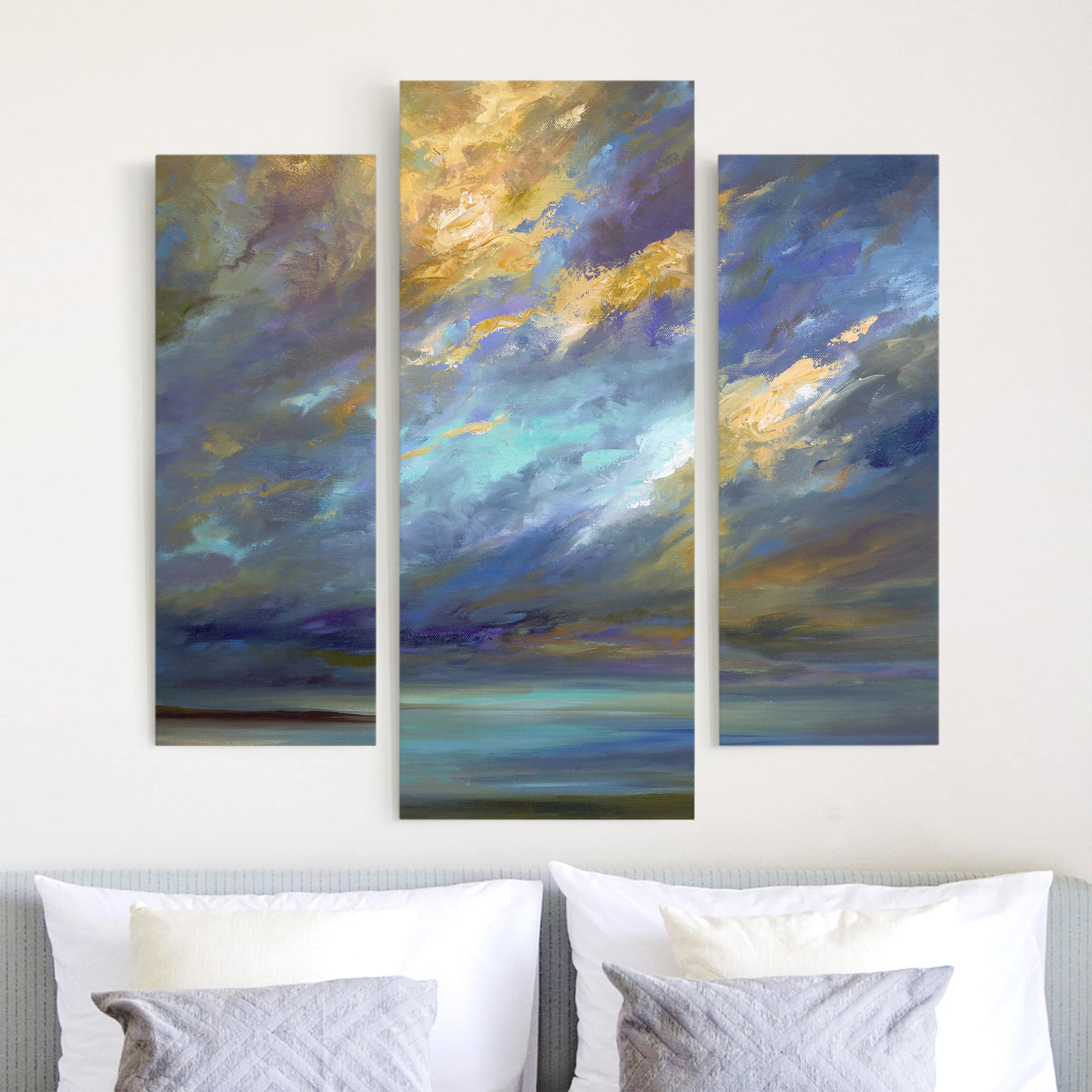 3-teiliges Leinwandbild - Querformat Himmel über Küste