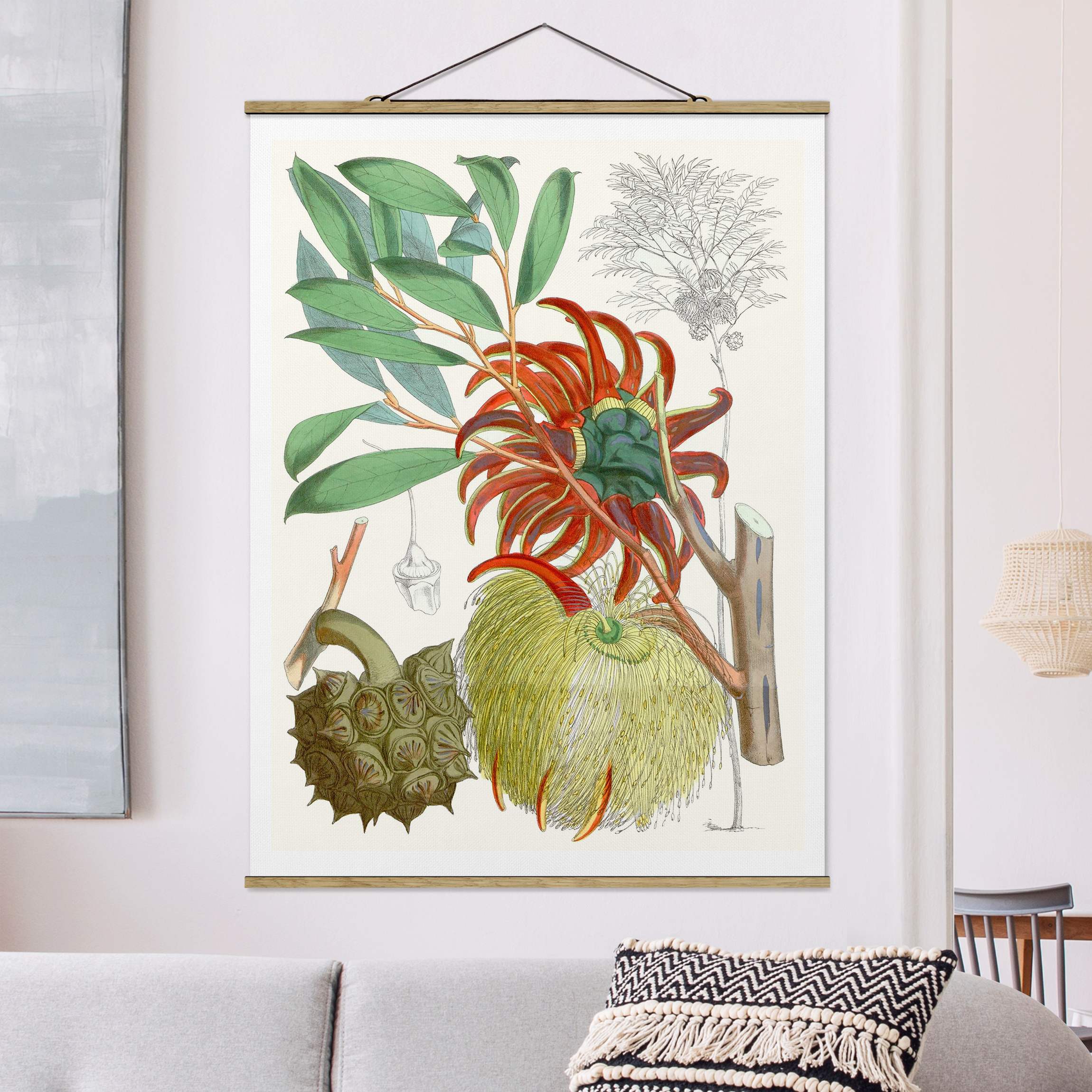 Stoffbild - Hochformat Vintage Illustration Tropische Blüten II