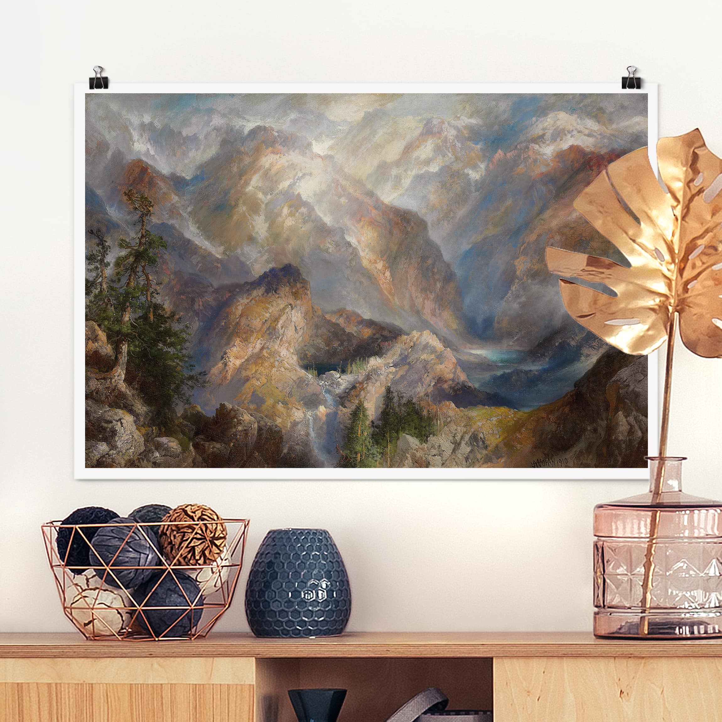 Poster Thomas Moran - Morgen in den Sierras