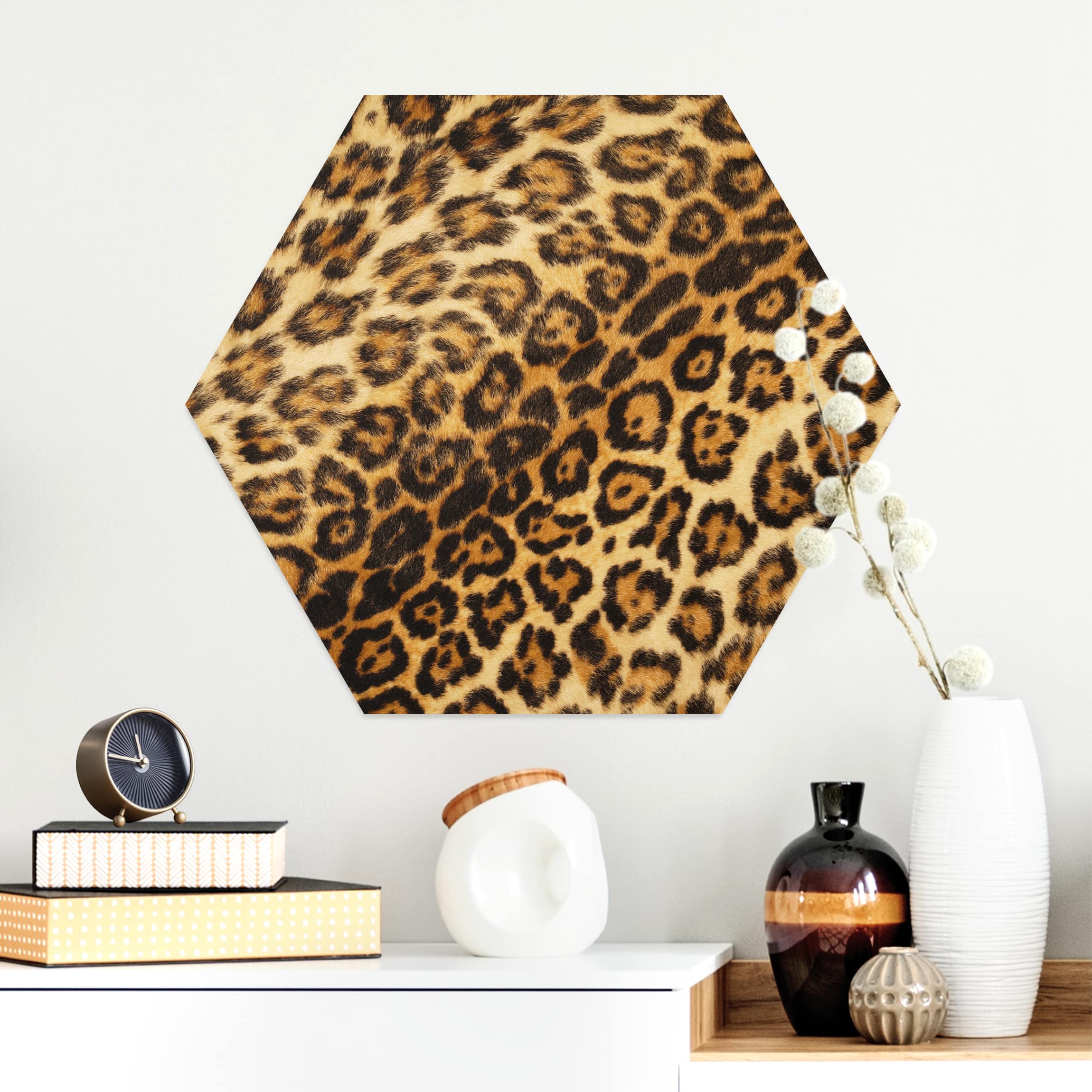 Hexagon-Alu-Dibond Bild Jaguar Skin