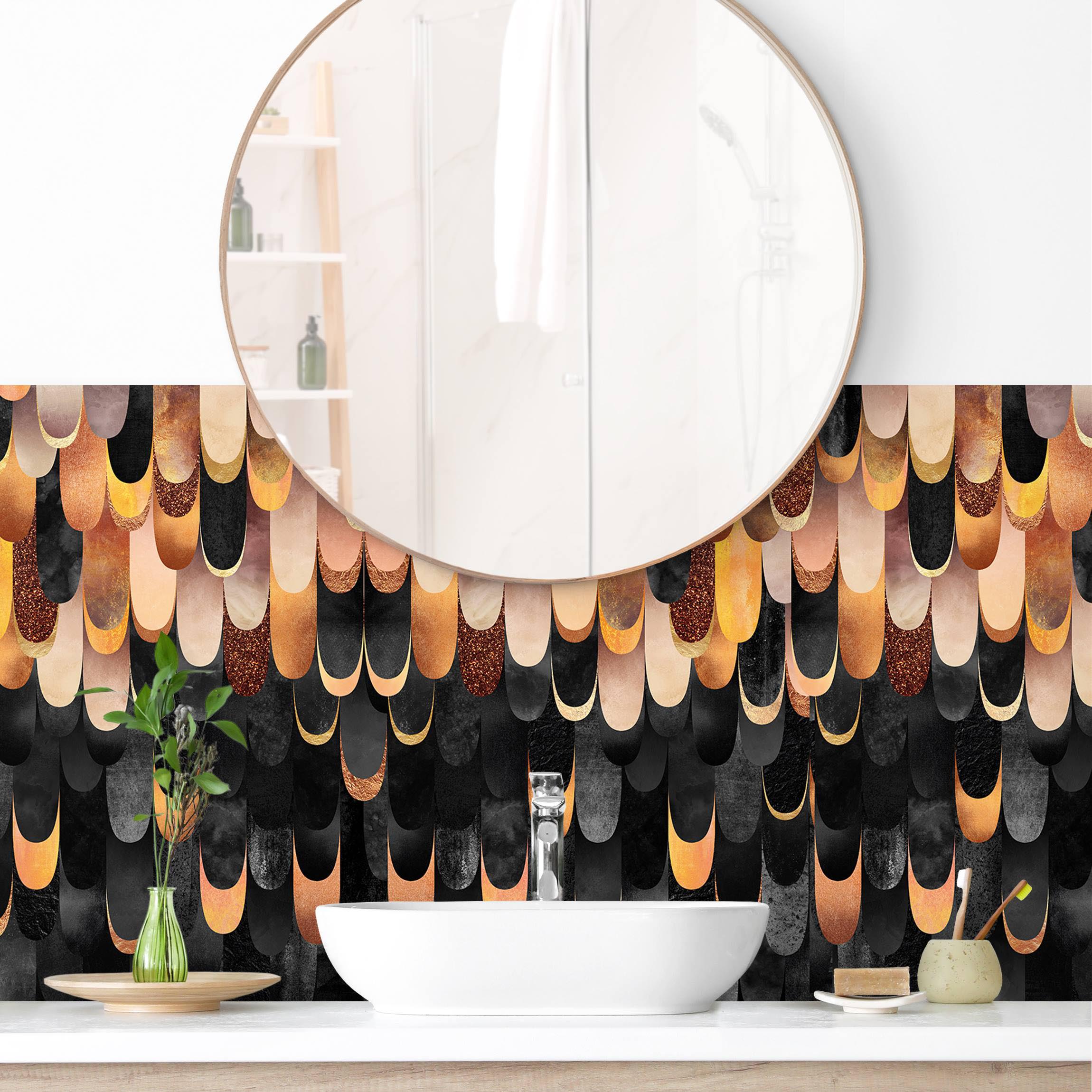 Wandverkleidung Bad Federn Bronze Schwarz II