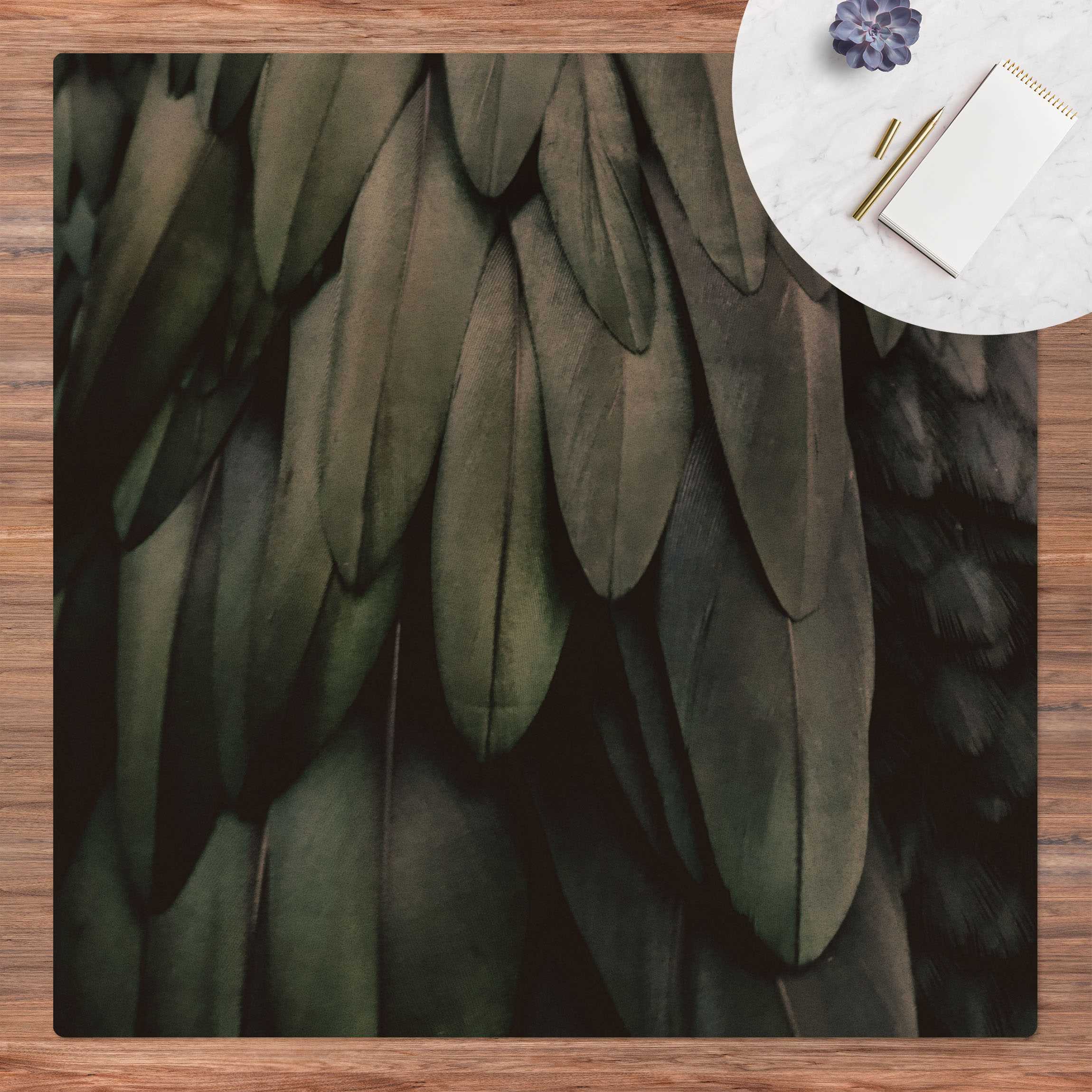 Kork-Teppich Federn in Aquamarin