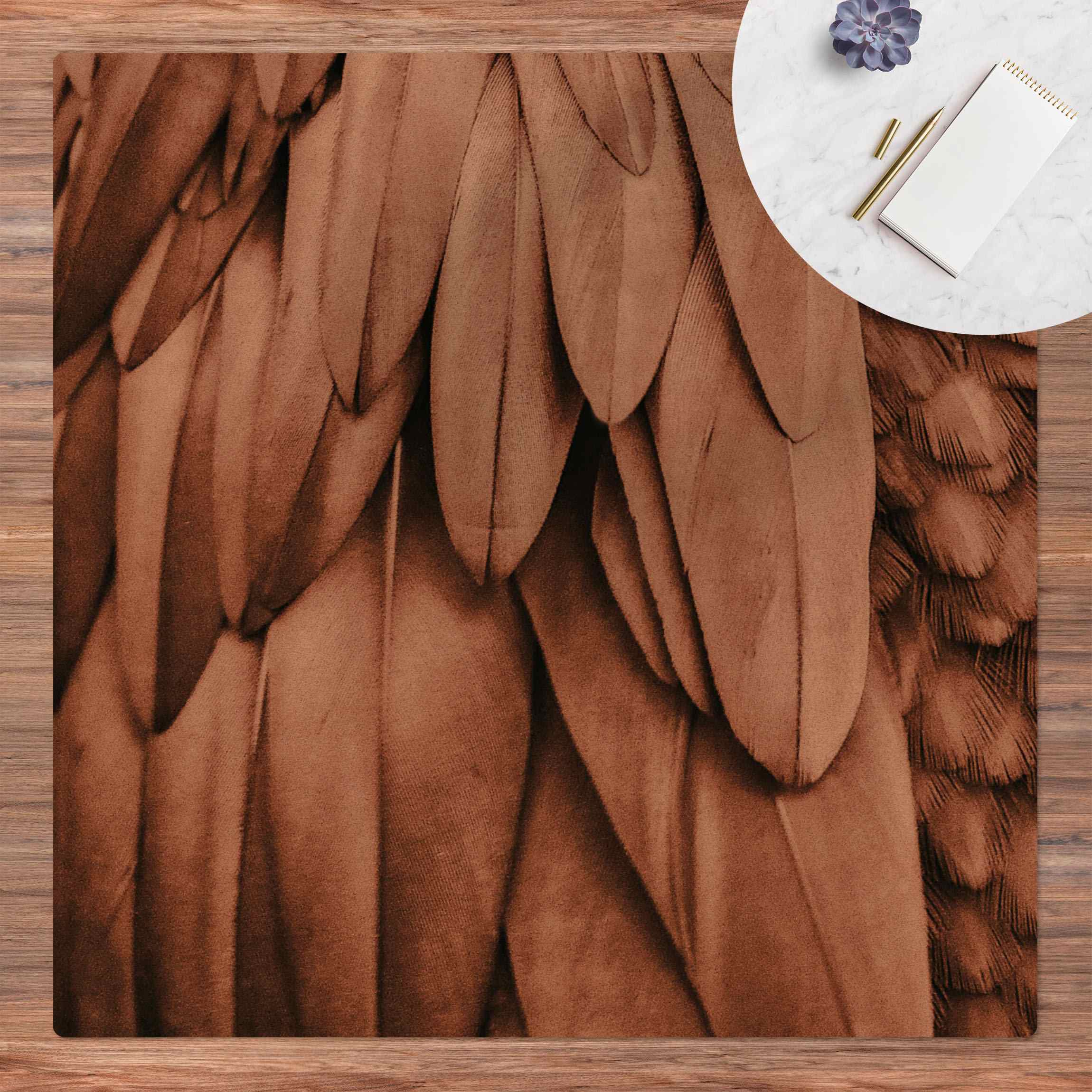 Kork-Teppich Federn in Rosegold