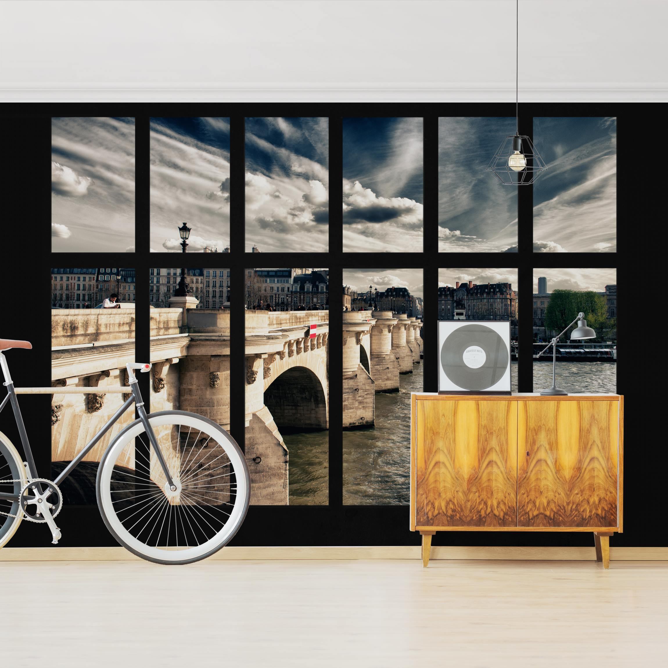 Fototapete Fenster Brücke Paris