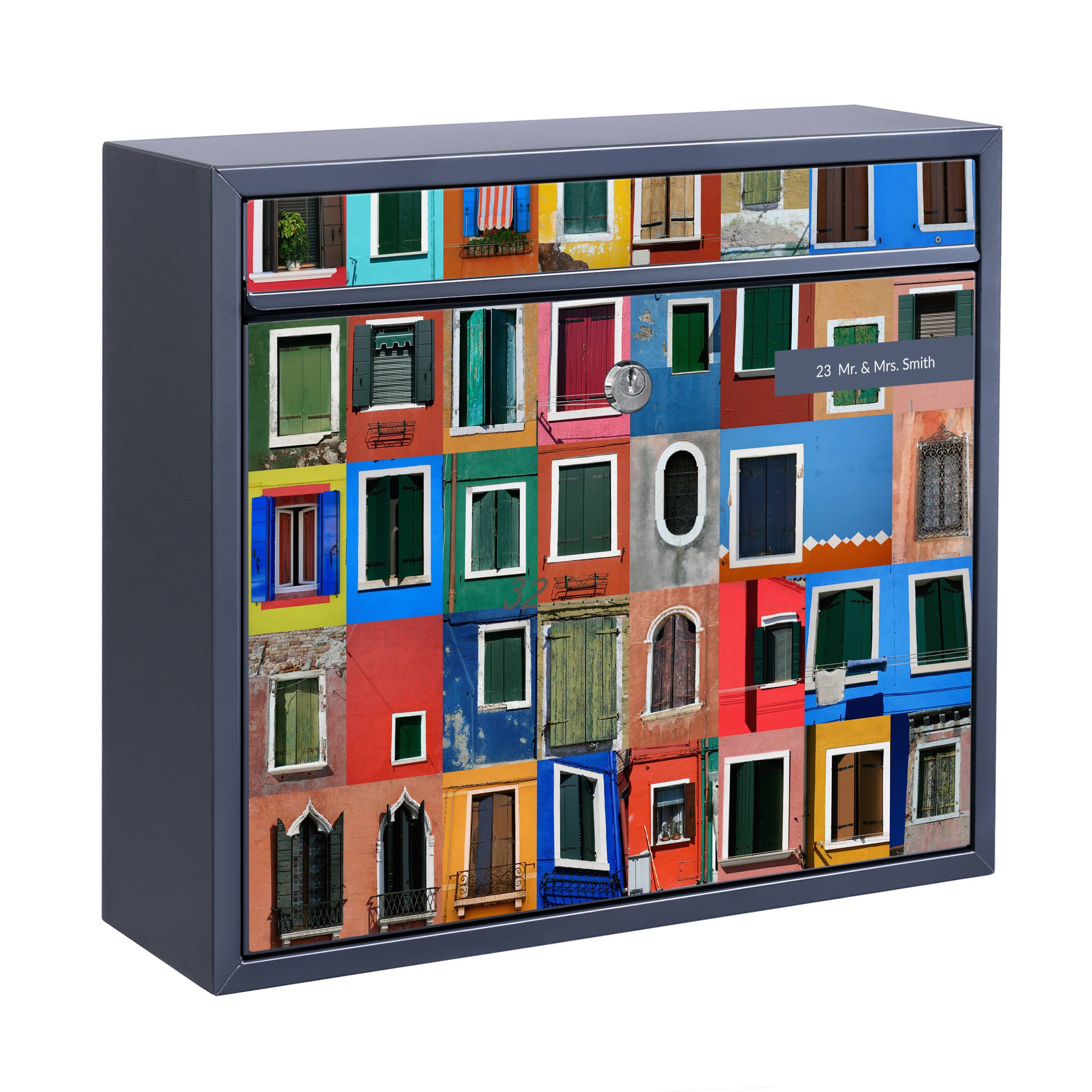 Briefkasten mit eigenem Text Fenster der Welt