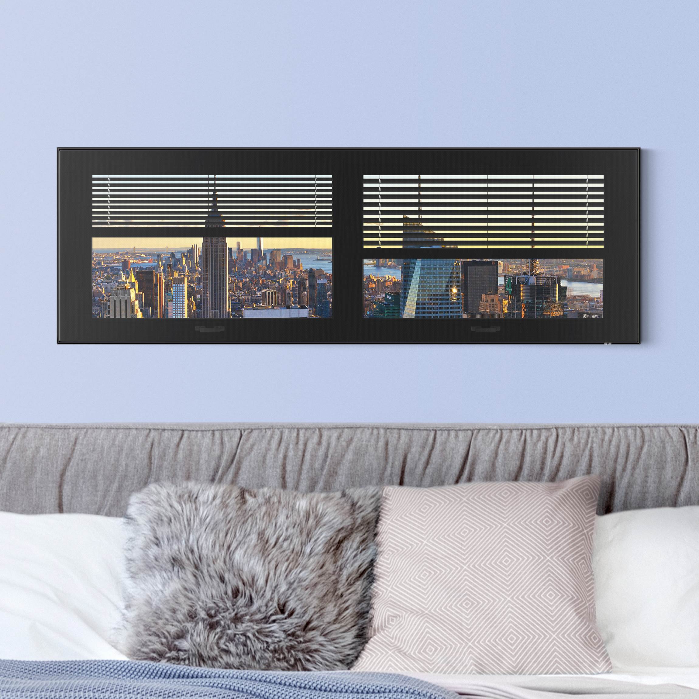 Wechselbild Fensterblick Jalousie - Manhattan Abendstimmung