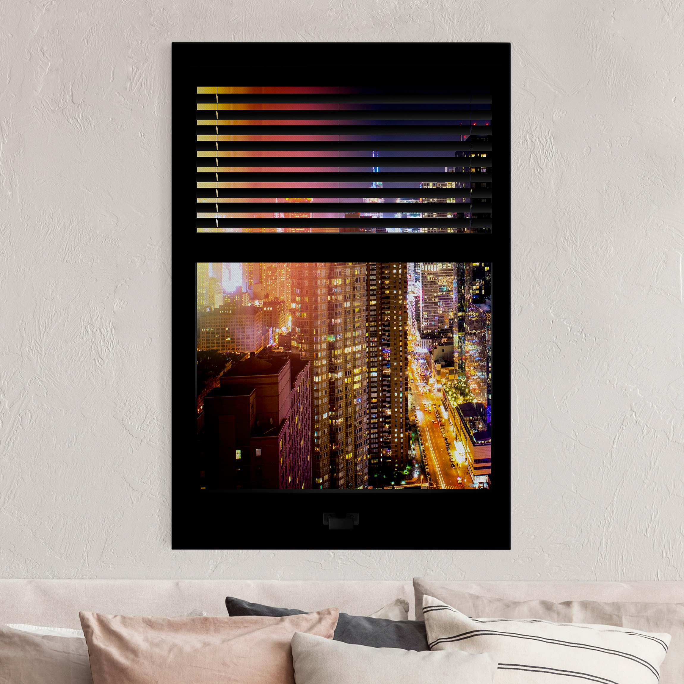 Akustikbild Fensterblick Jalousie - Manhattan bei Nacht