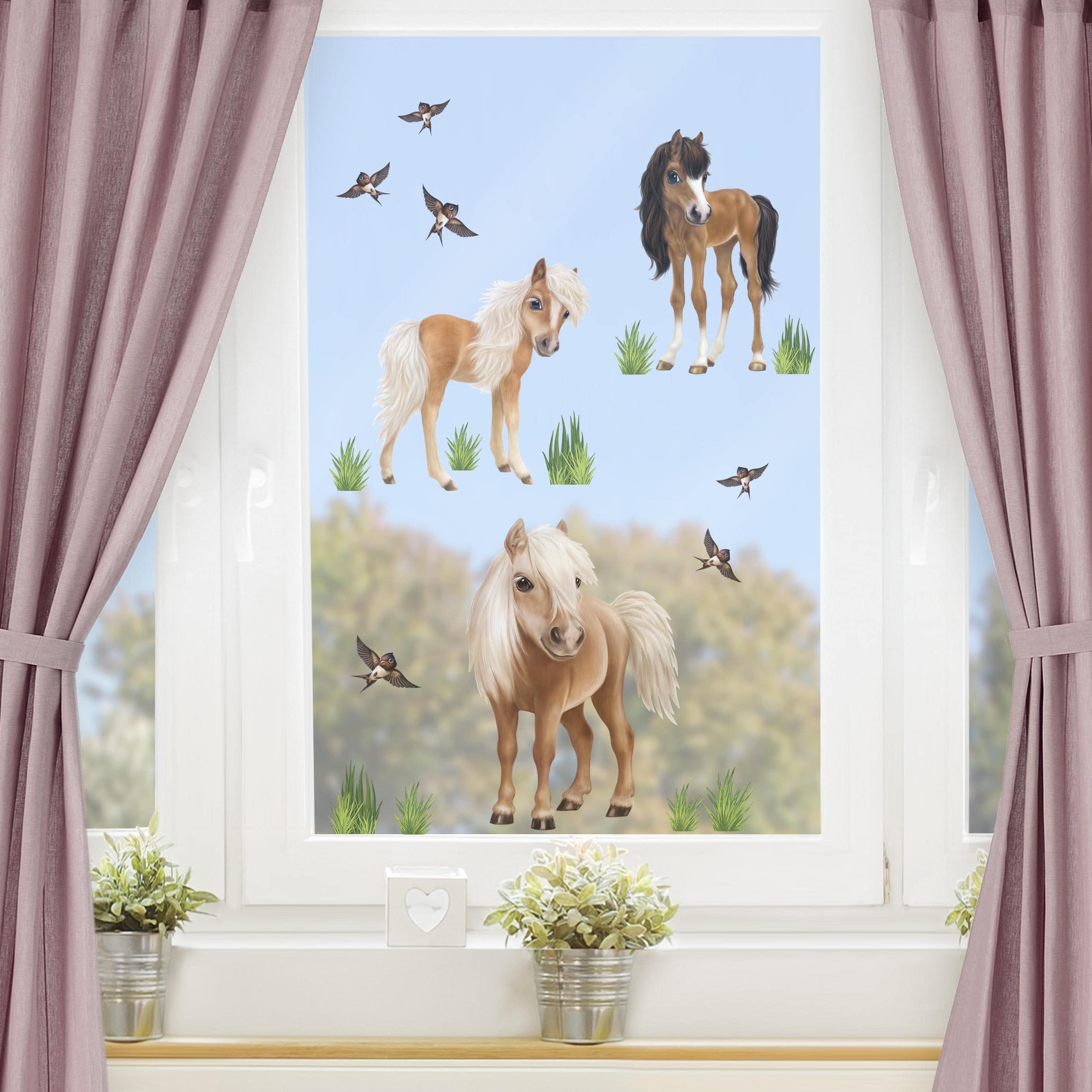 Fensteraufkleber Set Pferde