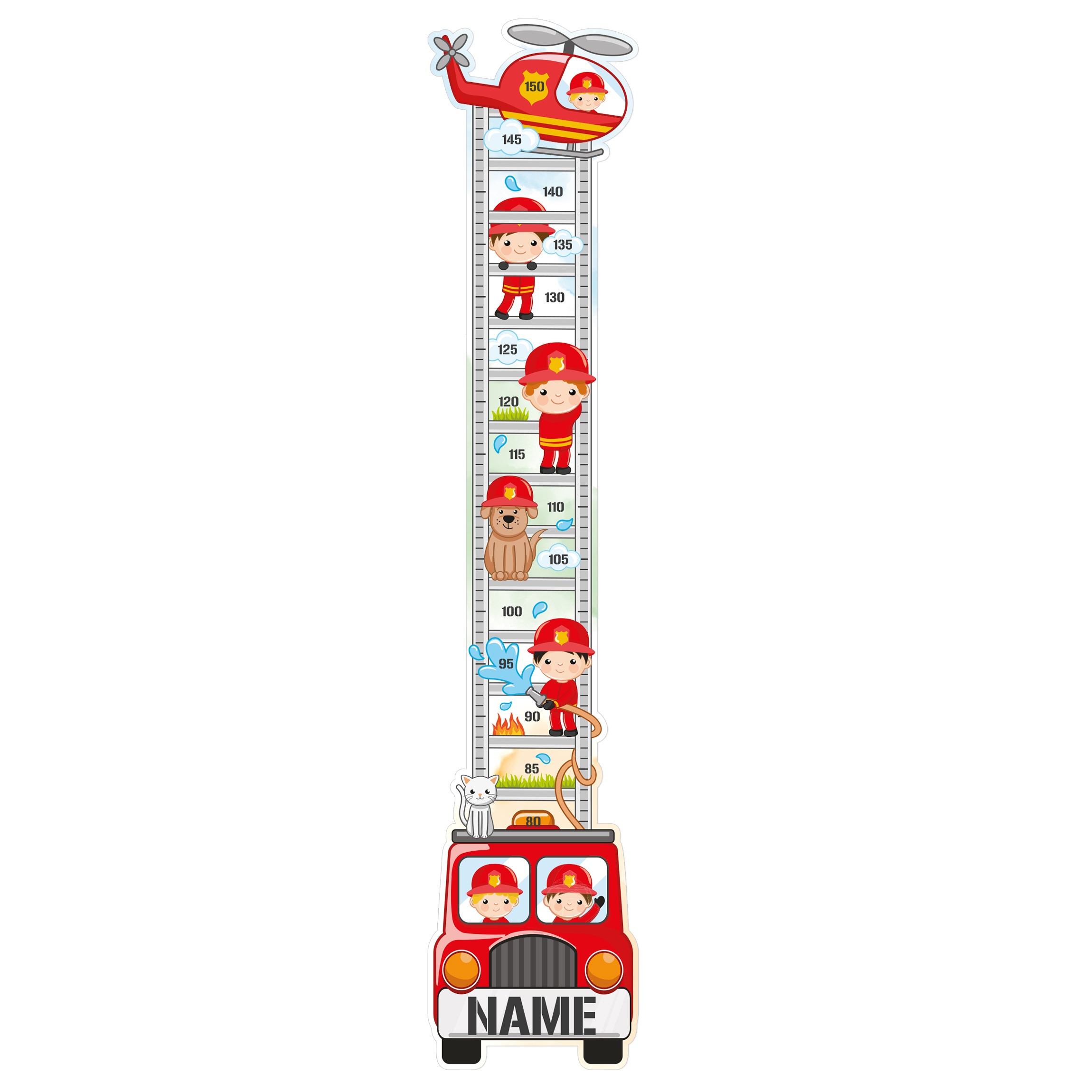 Wunschtext-Wandtattoo Kinderzimmer Feuerwehr-Set mit Wunschname