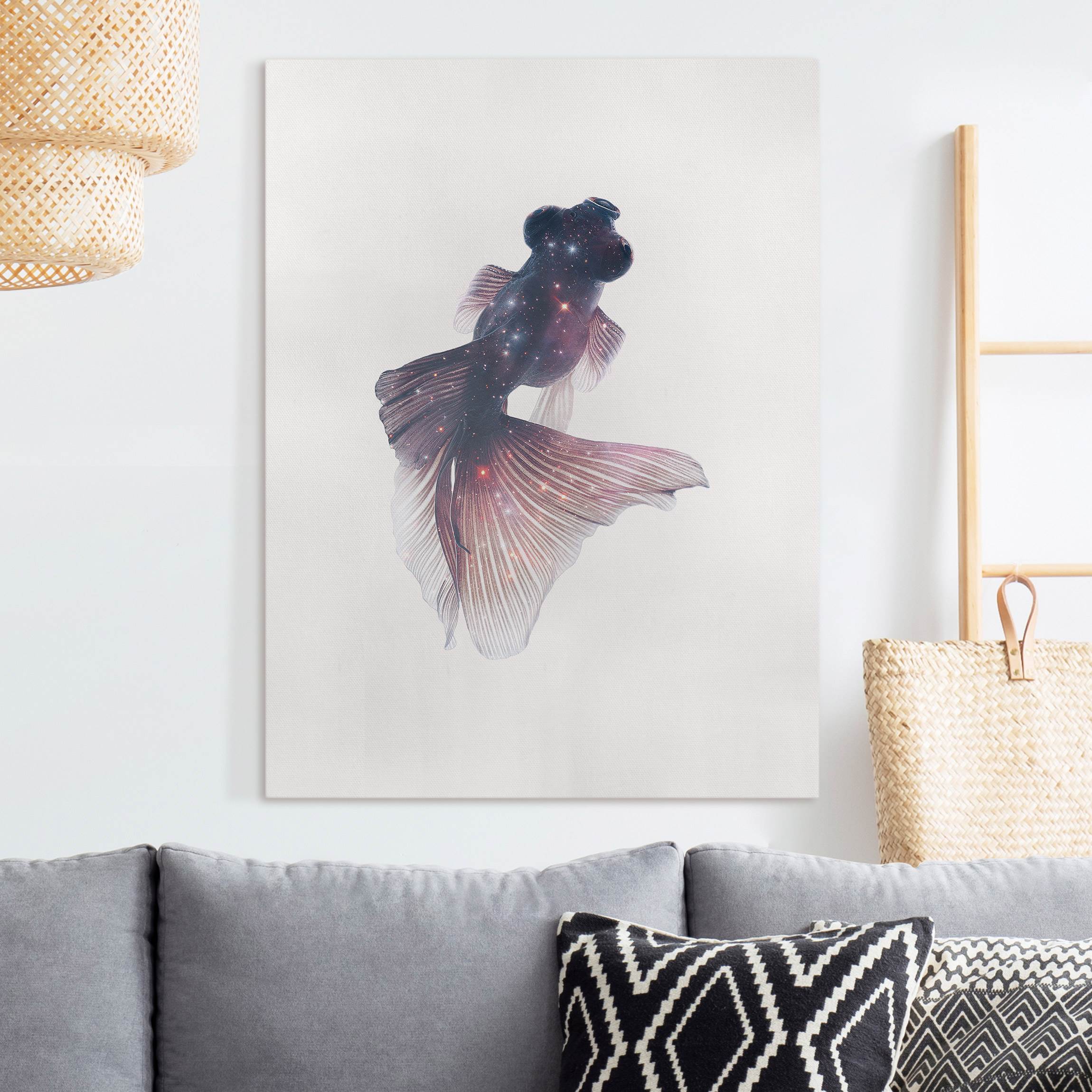 Leinwandbild Fisch mit Galaxie