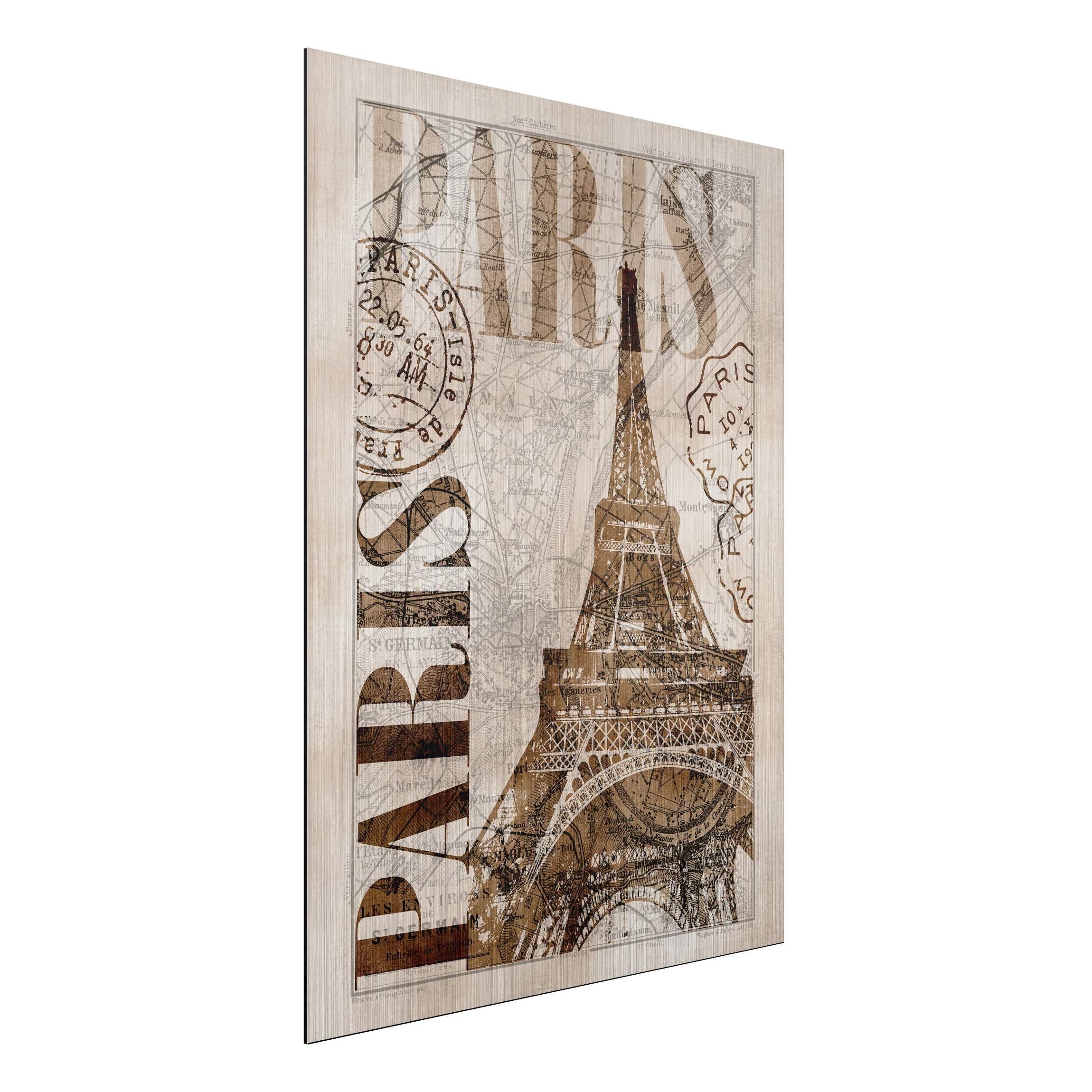Alu-Dibond Outdoor Bild Shabby Chic Collage - Paris