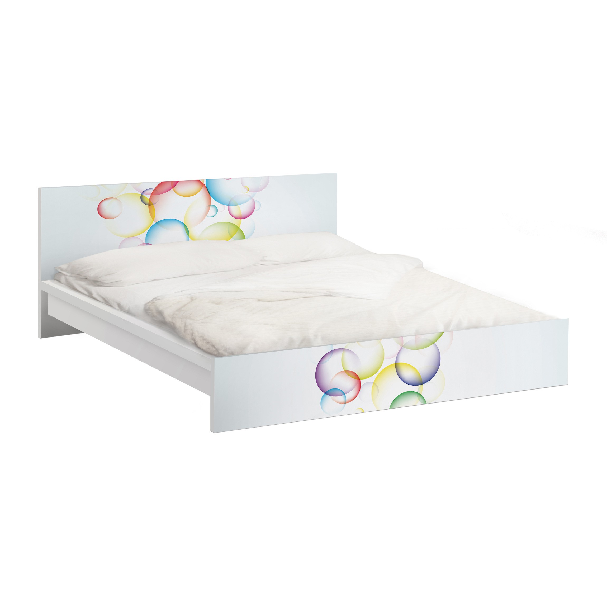 Möbelfolie für IKEA Malm Bett 140 cm Breite Rainbow Bubbles