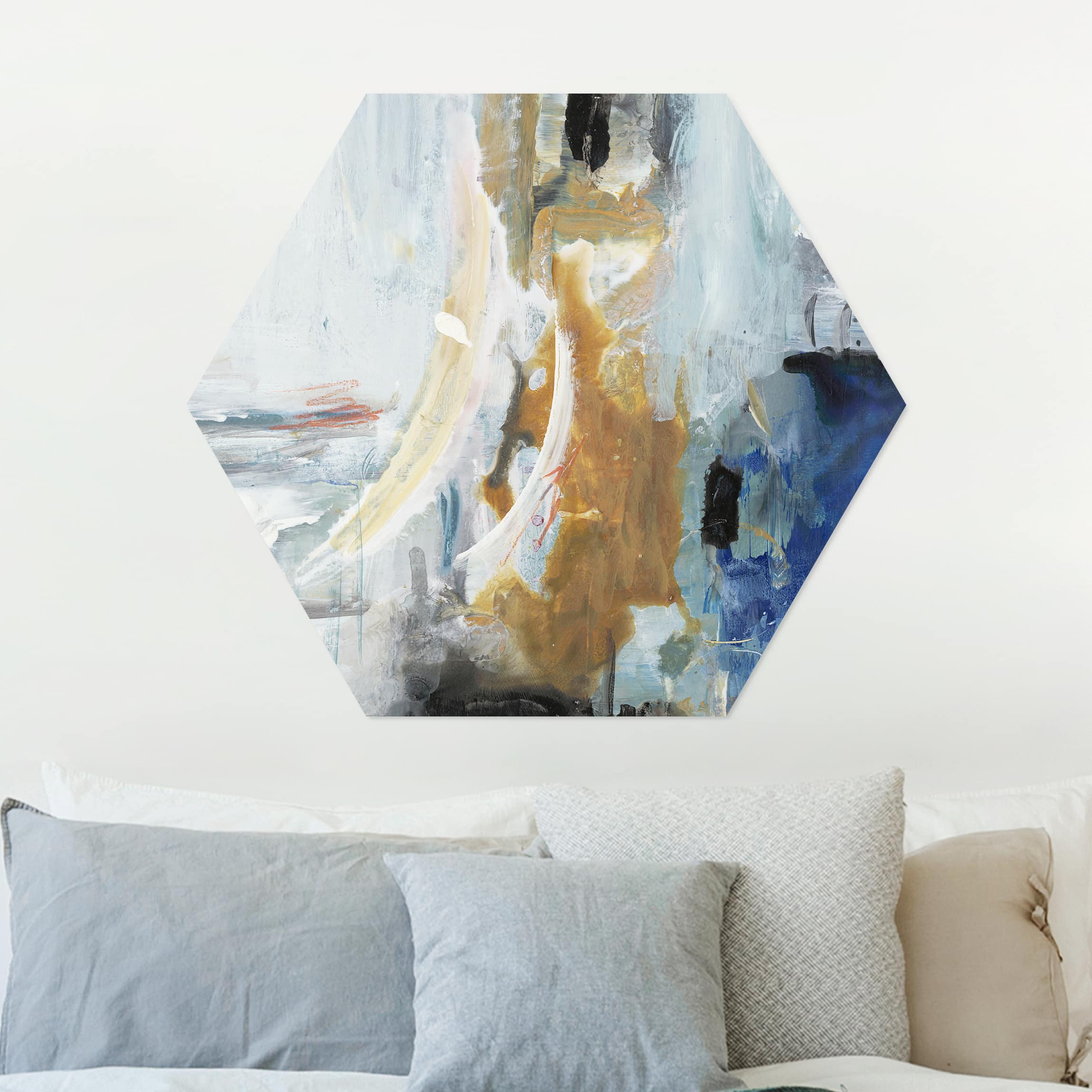 Hexagon-Alu-Dibond Bild Wechselspiel Abstrakt I