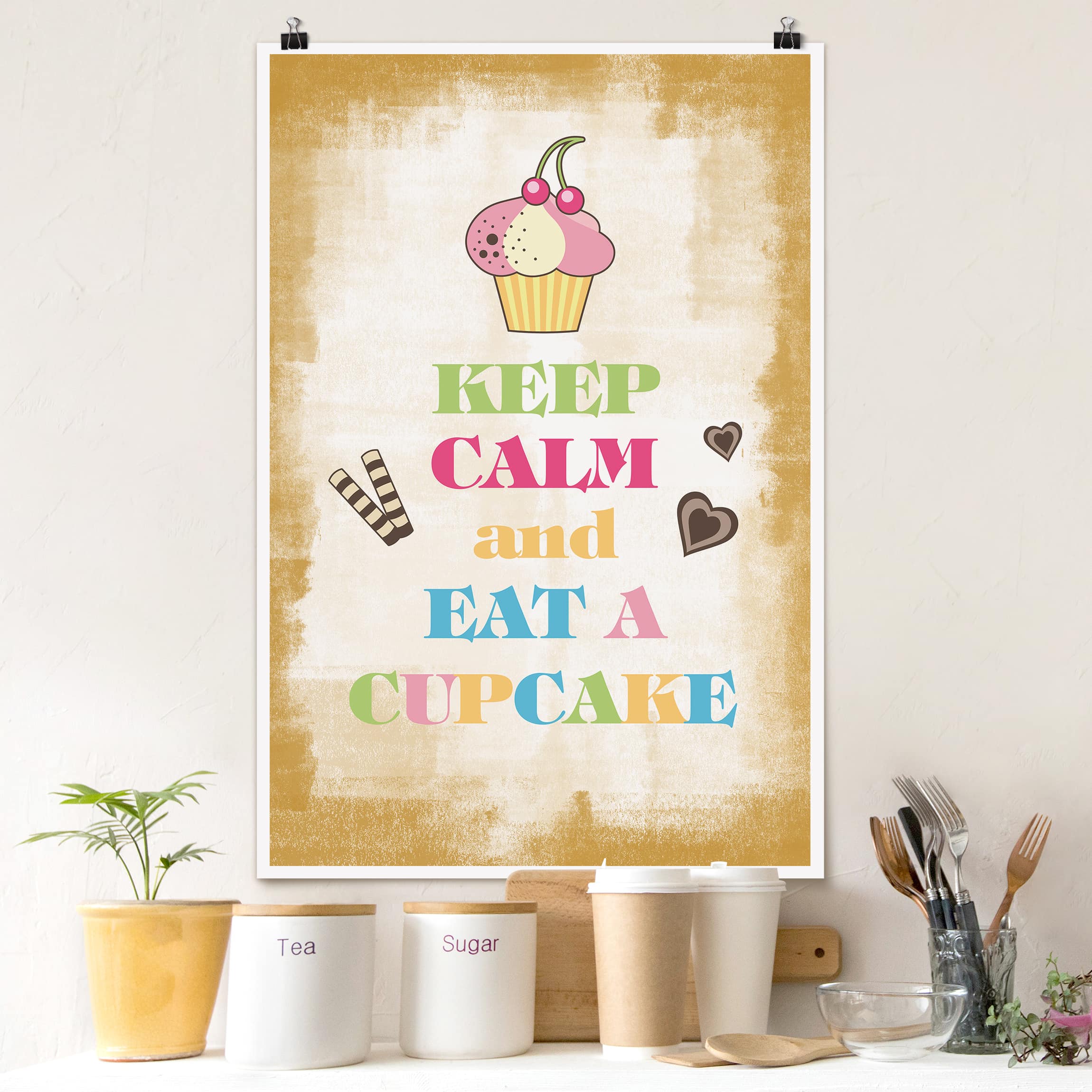 Poster - Hochformat No.EV71 Keep Calm And Eat A Cupcake Bunt