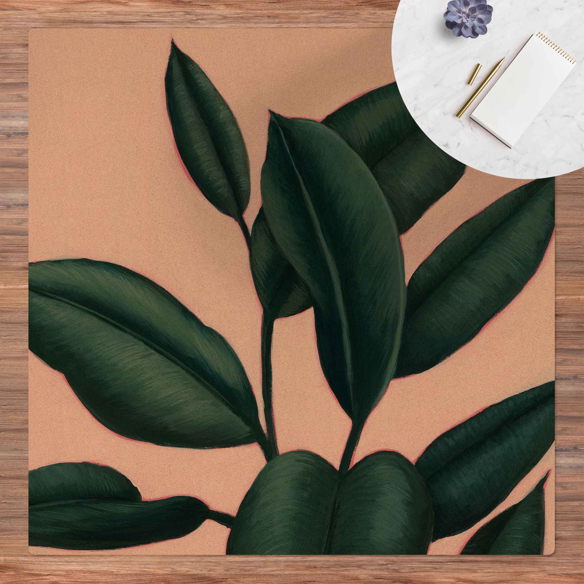 Kork-Teppich Ficusblätter