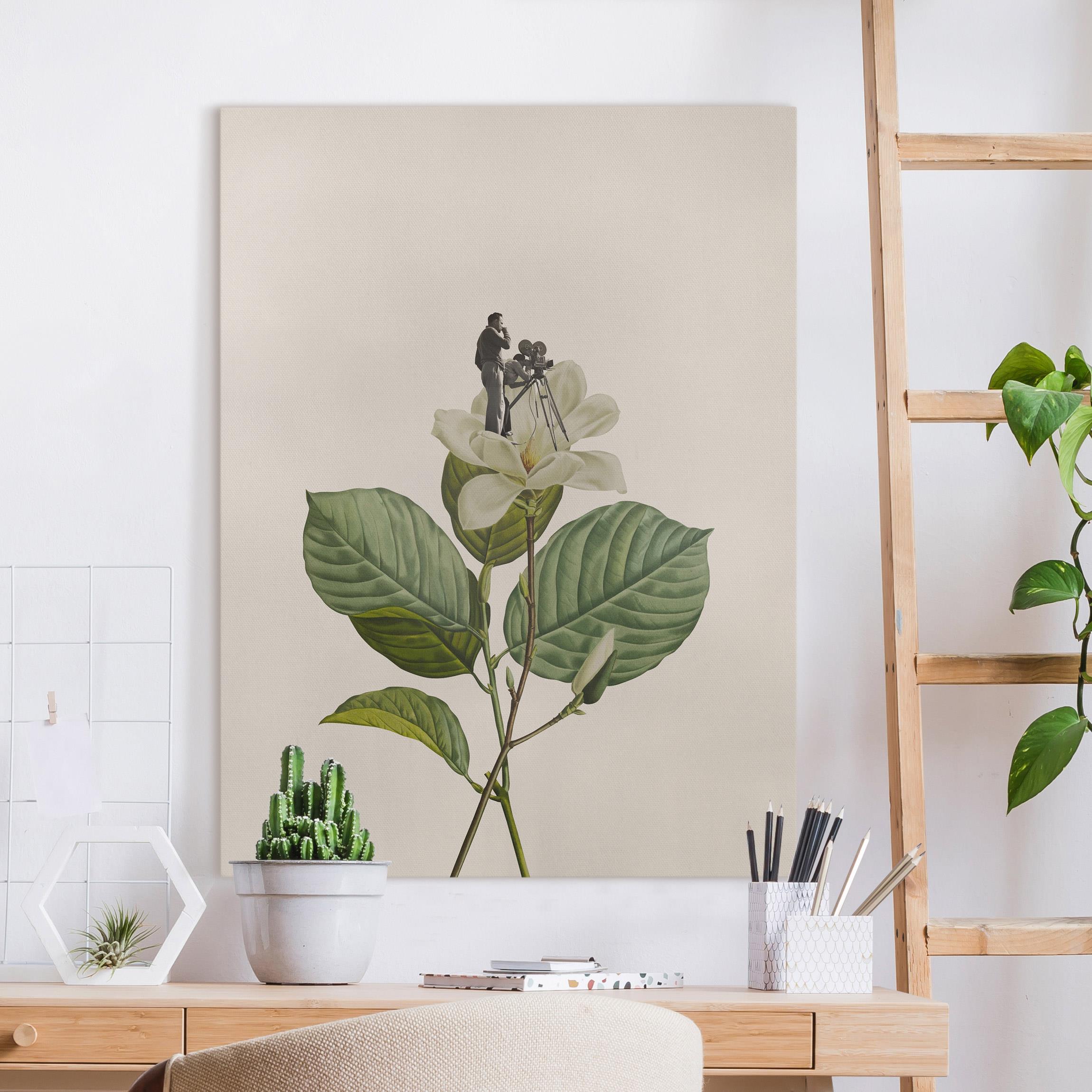 Leinwandbild Film Ab im Garten