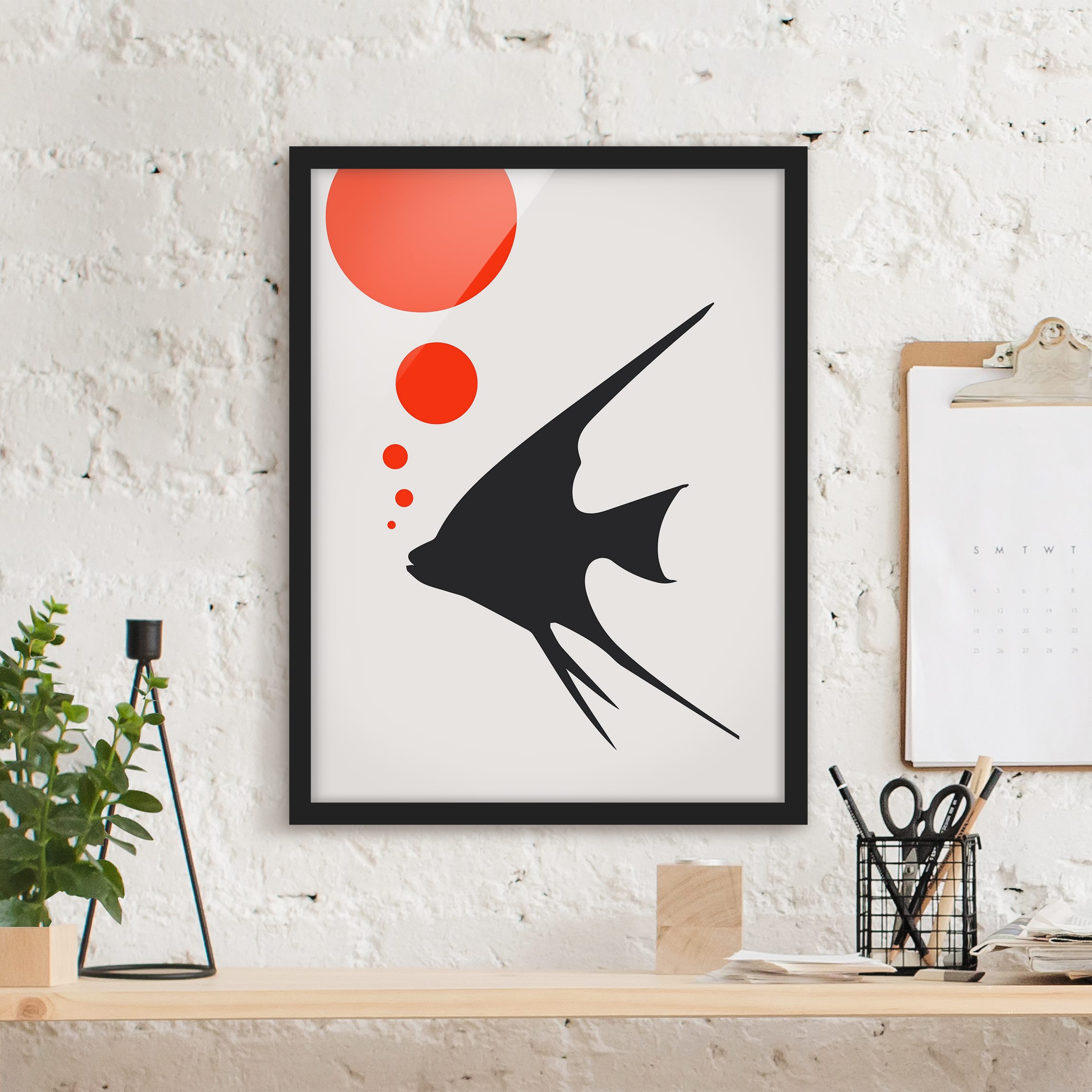 Bild mit Rahmen Fisch mit Roten Blasen