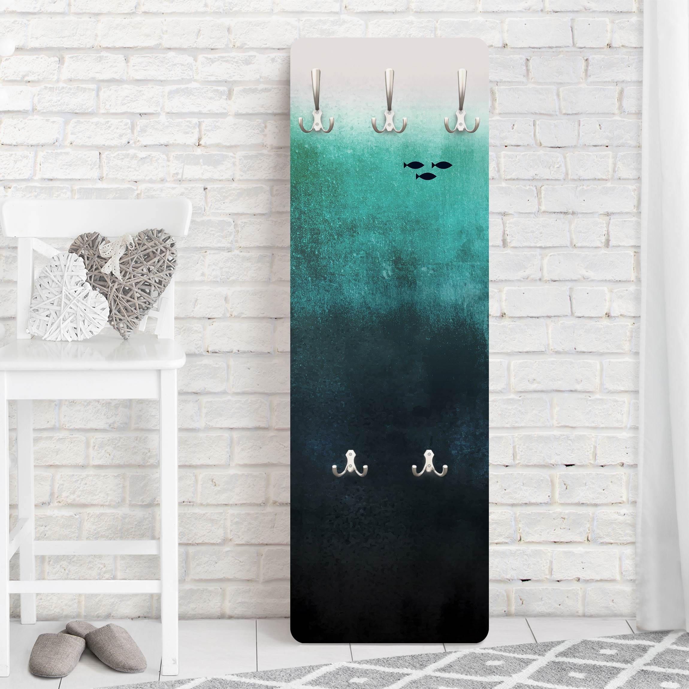 Wandgarderobe Holzpaneel Fische in der Tiefsee